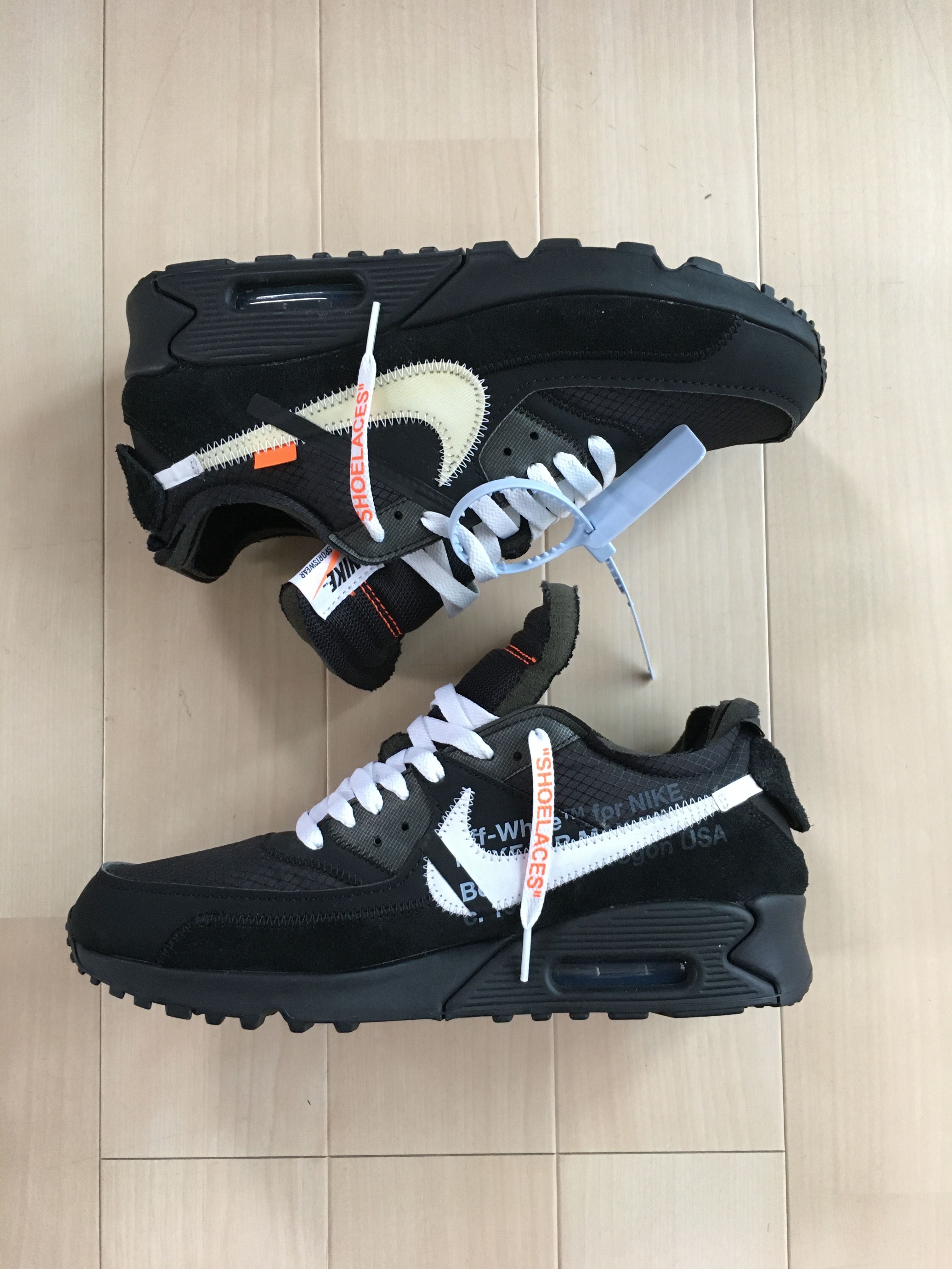Off-White × Nike Air Max 90 "Black/Black-Cone-White"