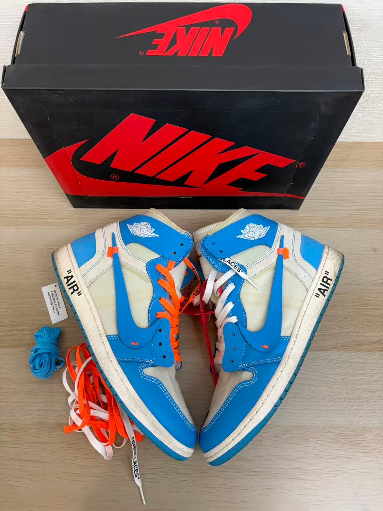 Off-White × Nike Air Jordan 1 High UNC "White/Dark Powder Blue"