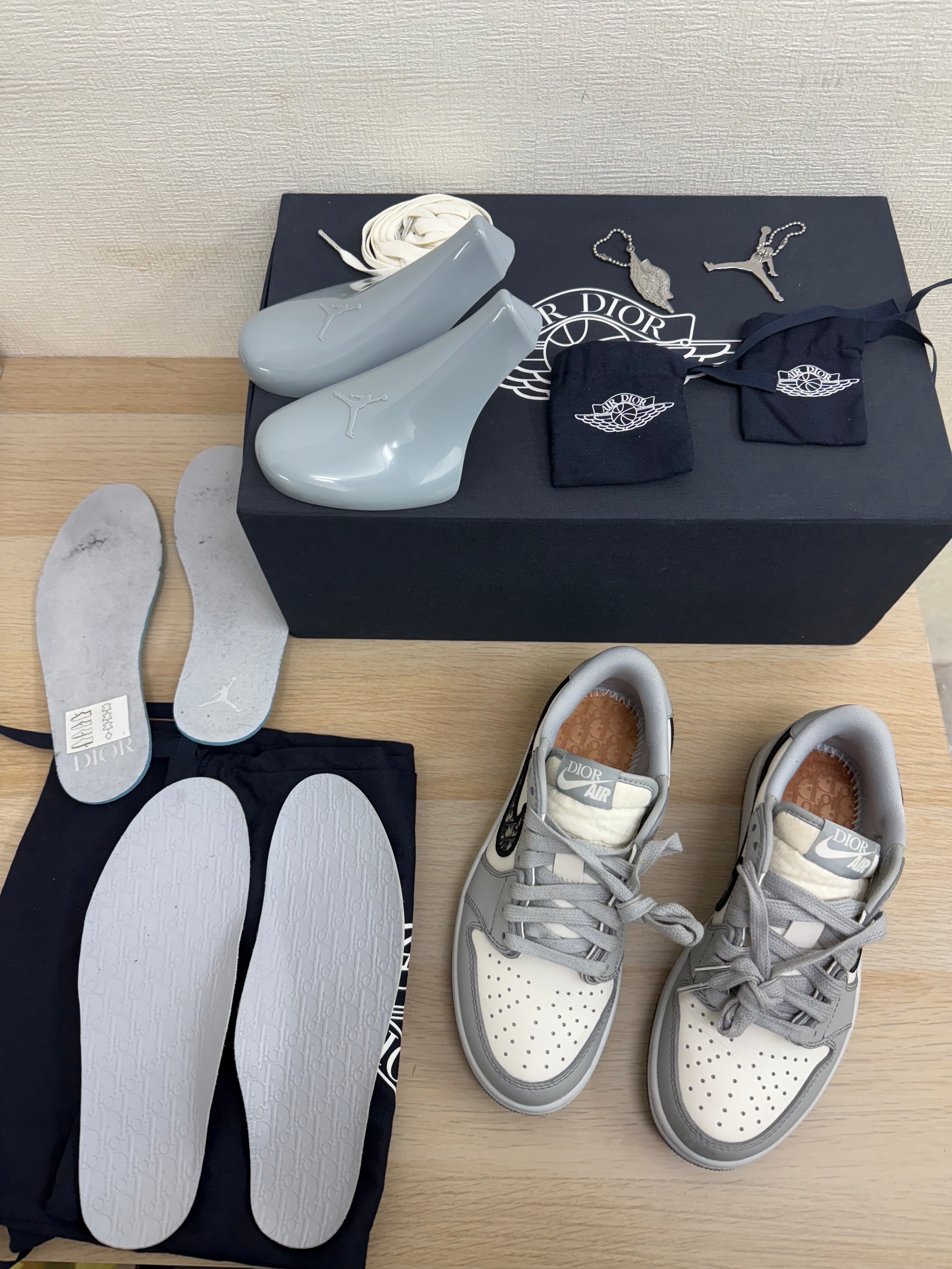 Dior × Nike Air Jordan 1 Low OG "Wolf Grey/Black-Sail-White"