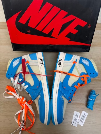 Off-White × Nike Air Jordan 1 High UNC "White/Dark Powder Blue"