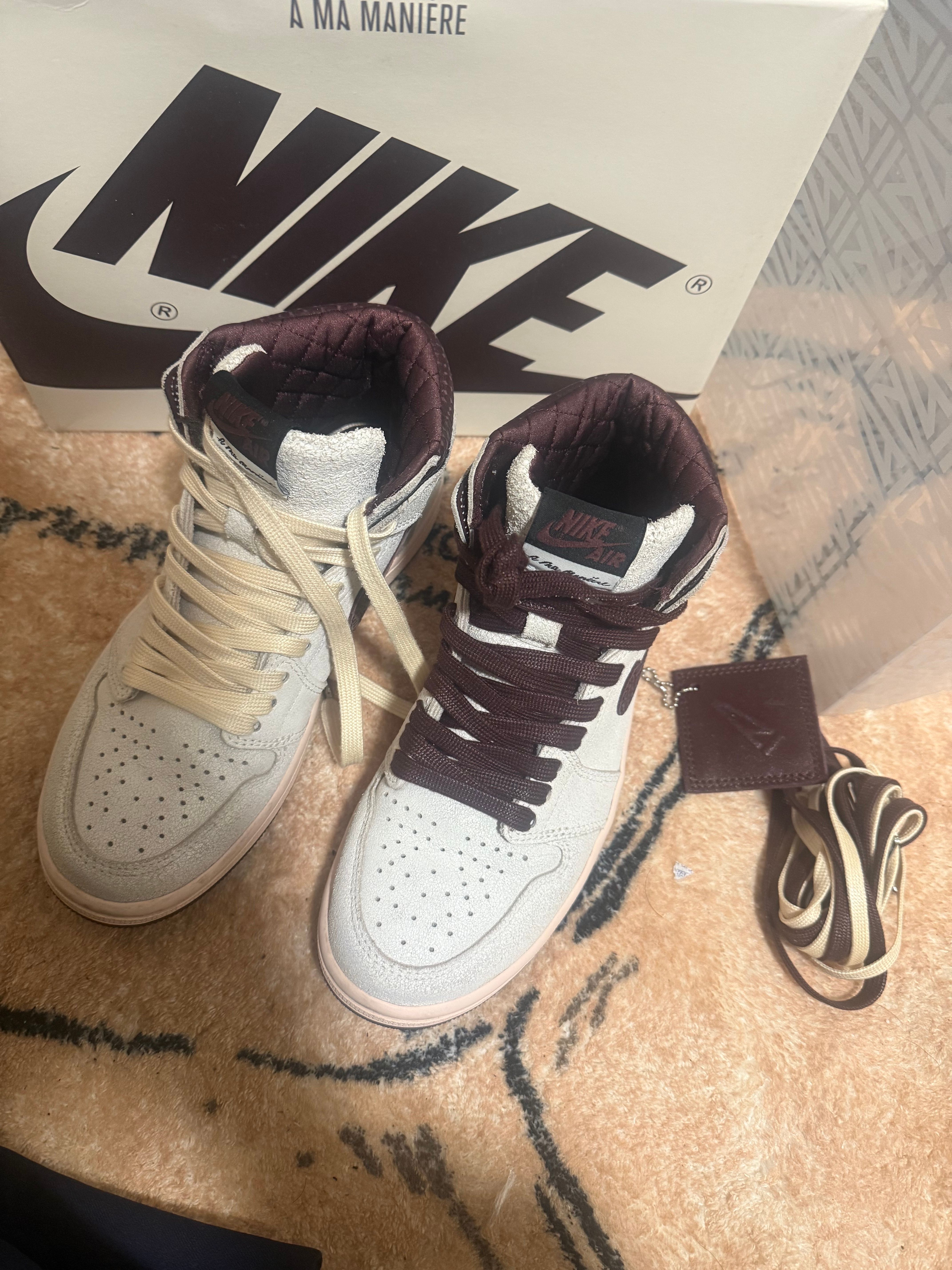 A Ma Maniere × Nike Air Jordan 1 Retro High OG "Sail and Burgundy"
