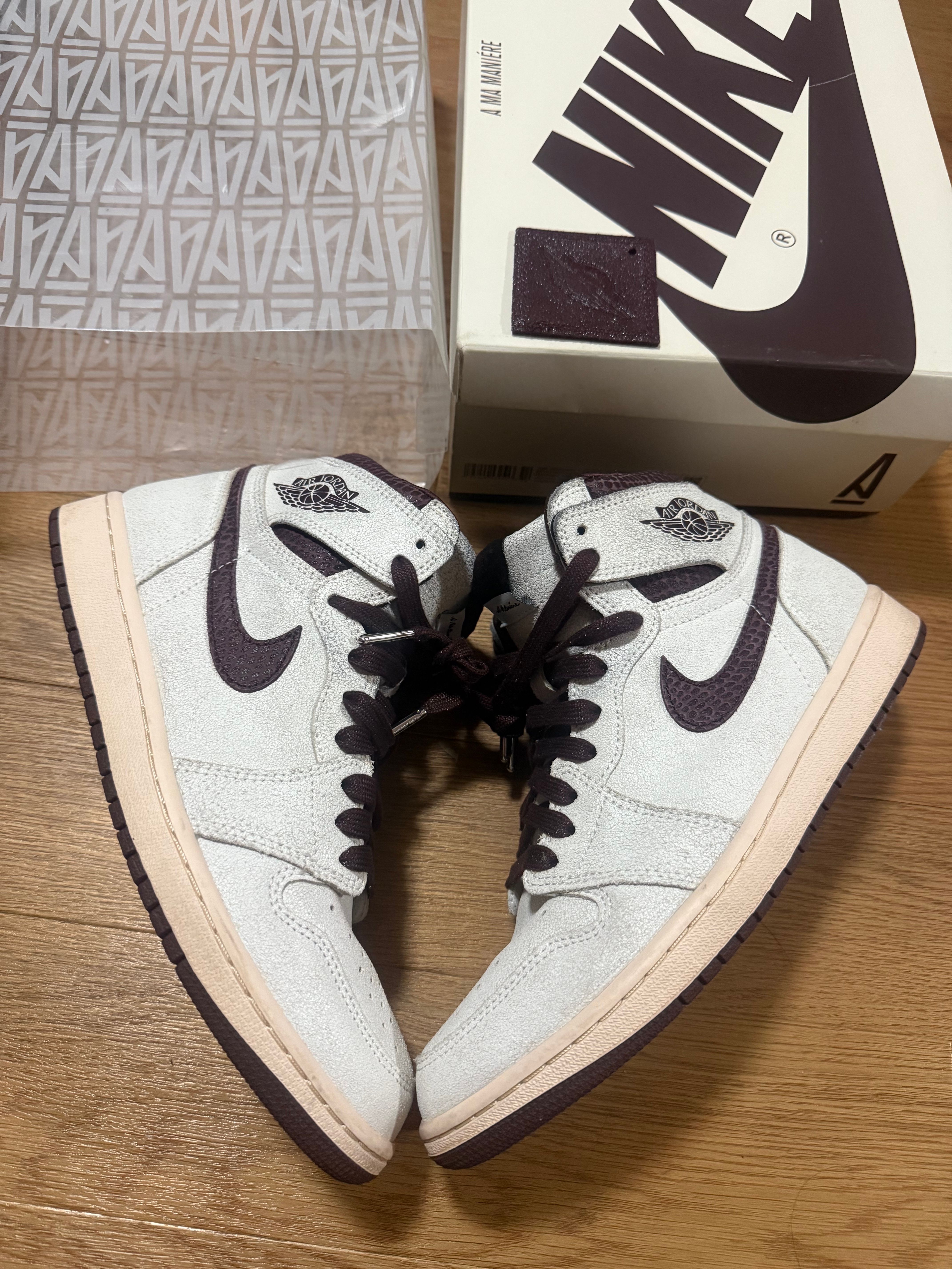 A Ma Maniere × Nike Air Jordan 1 Retro High OG "Sail and Burgundy"