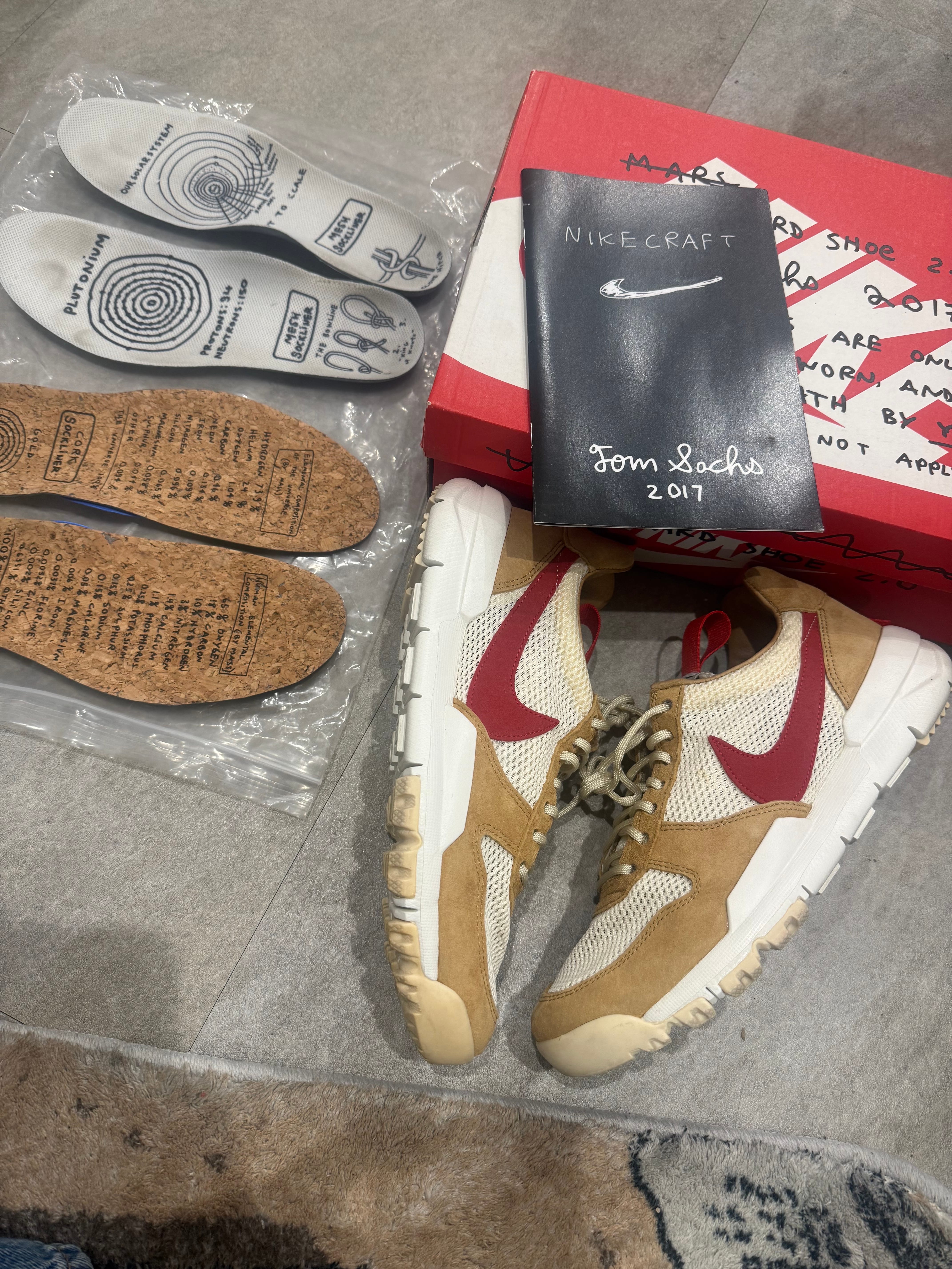 Tom Sachs × Nike Mars Yard 2.0 "Natural/Sport Red-Maple"