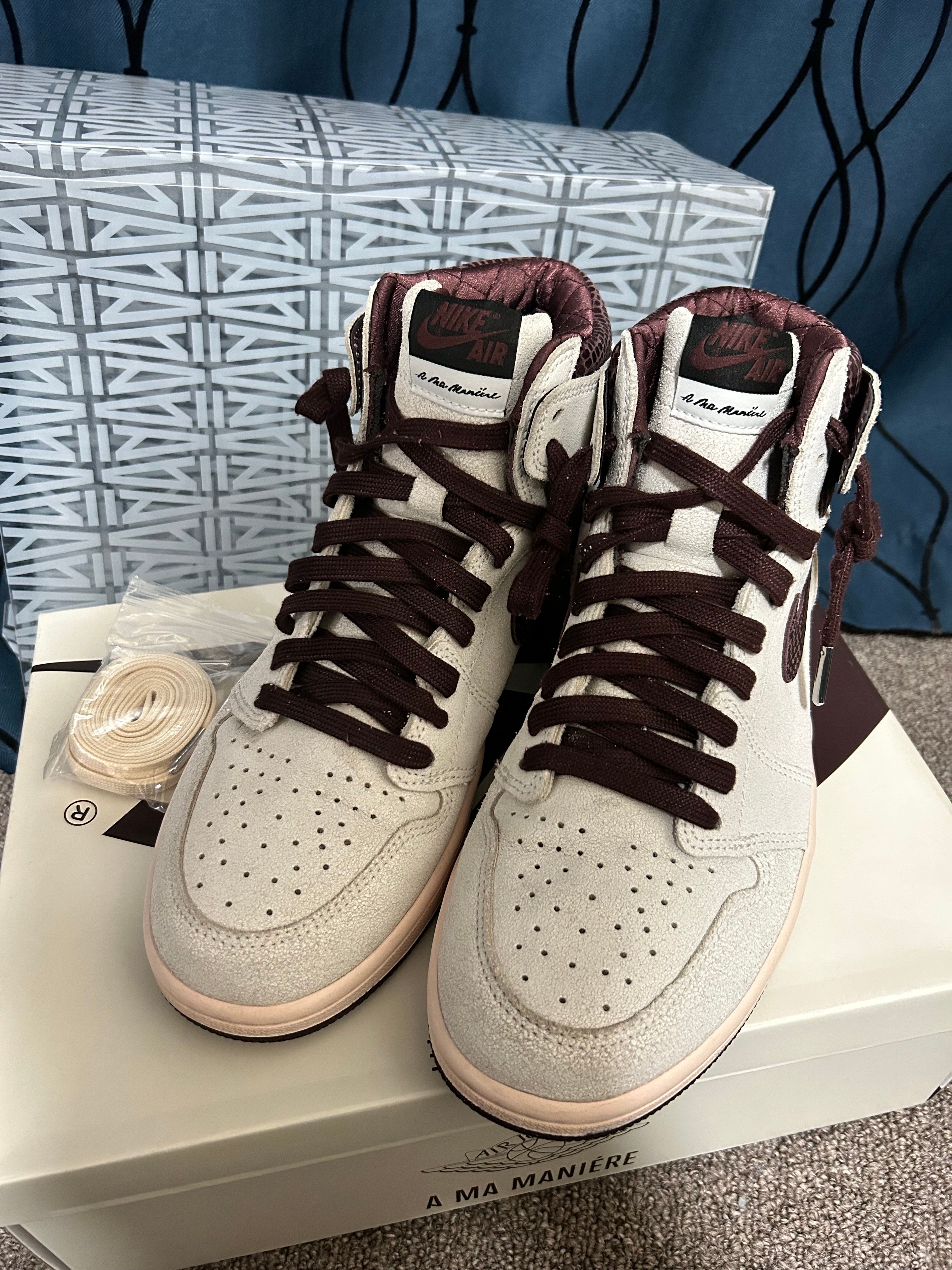 A Ma Maniere × Nike Air Jordan 1 Retro High OG "Sail and Burgundy"