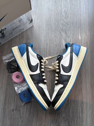 Travis Scott × fragment design × Nike Air Jordan 1 Low OG SP "Military Blue"