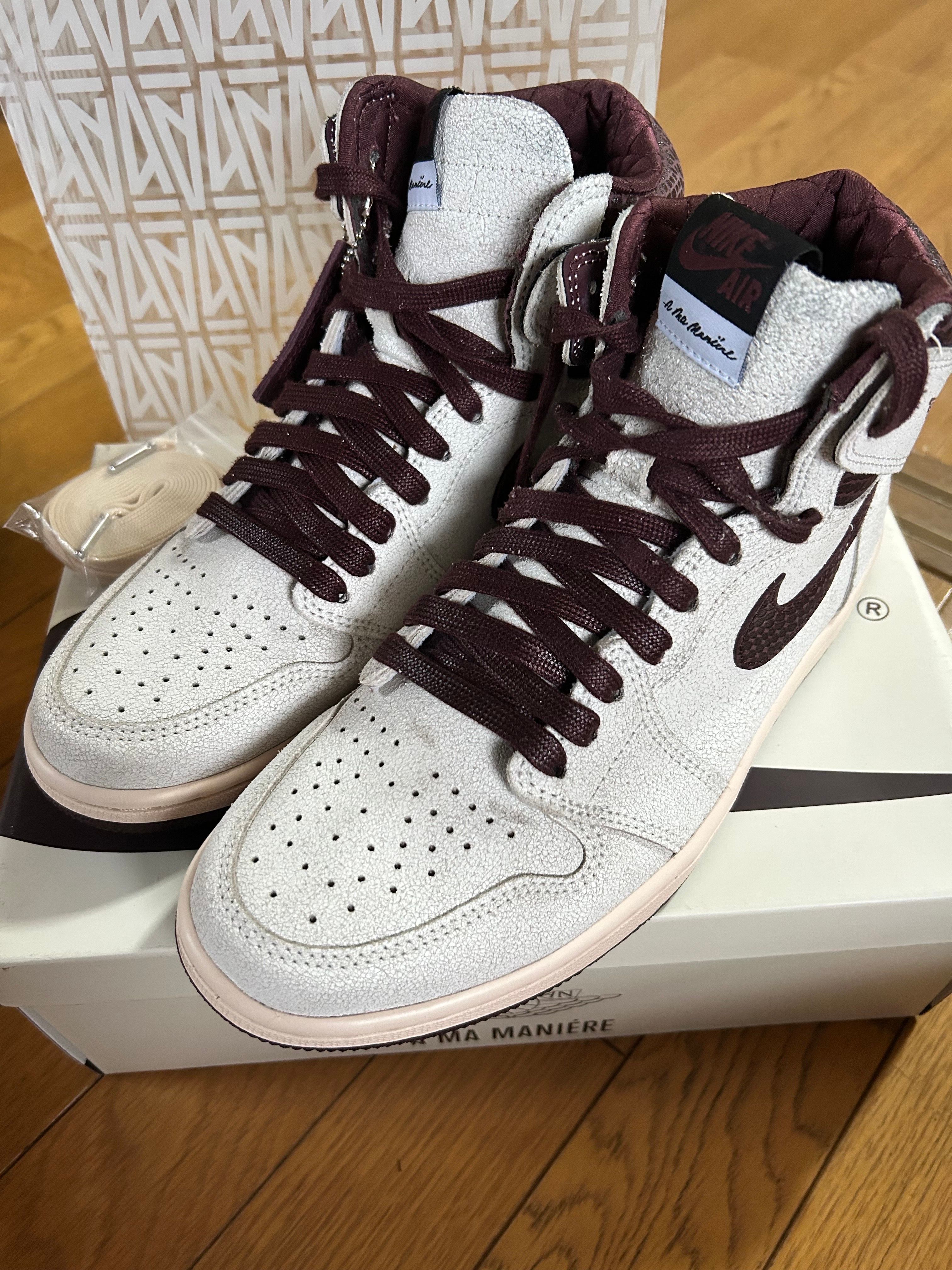 A Ma Maniere × Nike Air Jordan 1 Retro High OG "Sail and Burgundy"