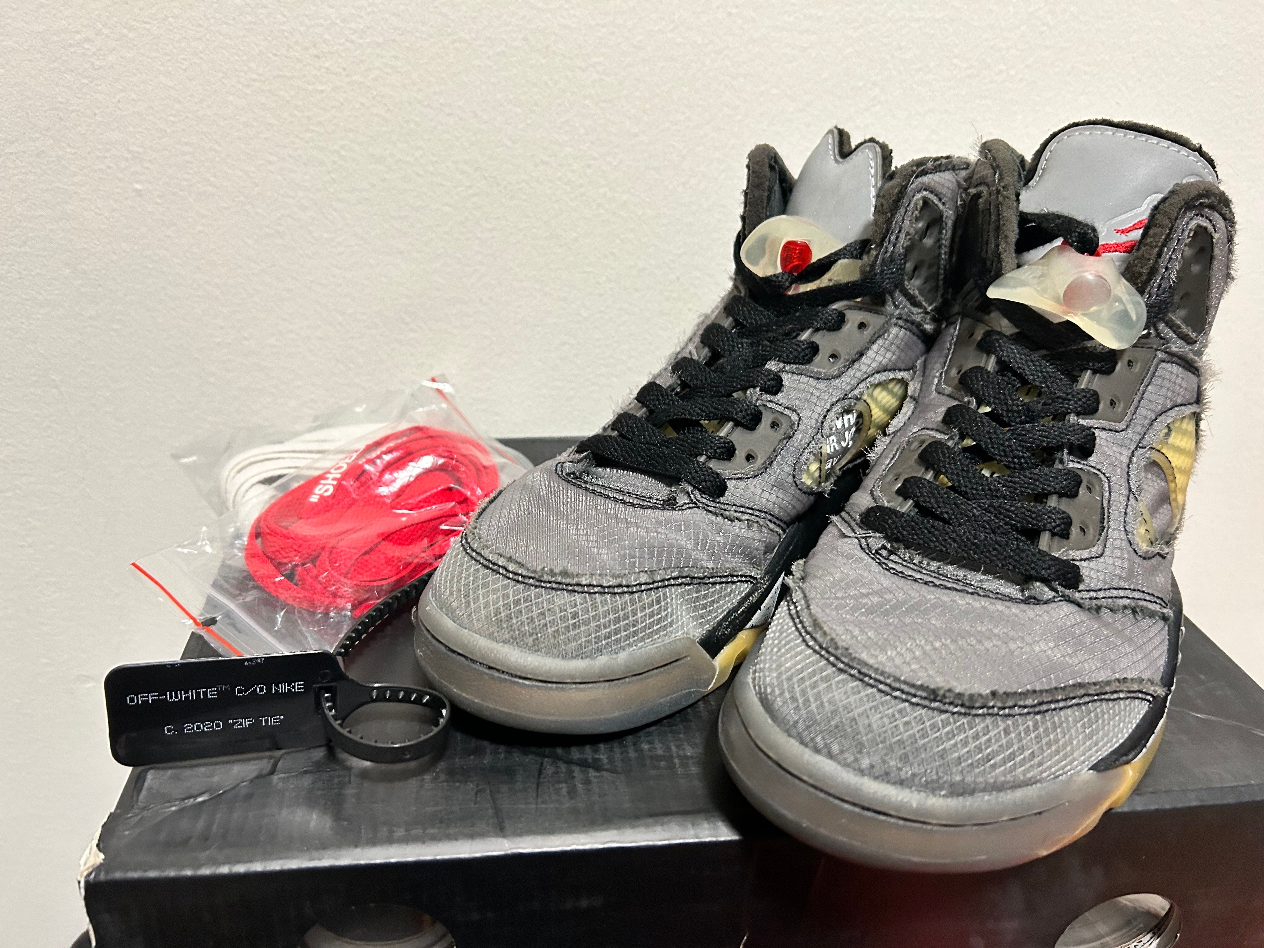 Off-White × Nike Air Jordan 5 "Black/Muslin/Fire Red"