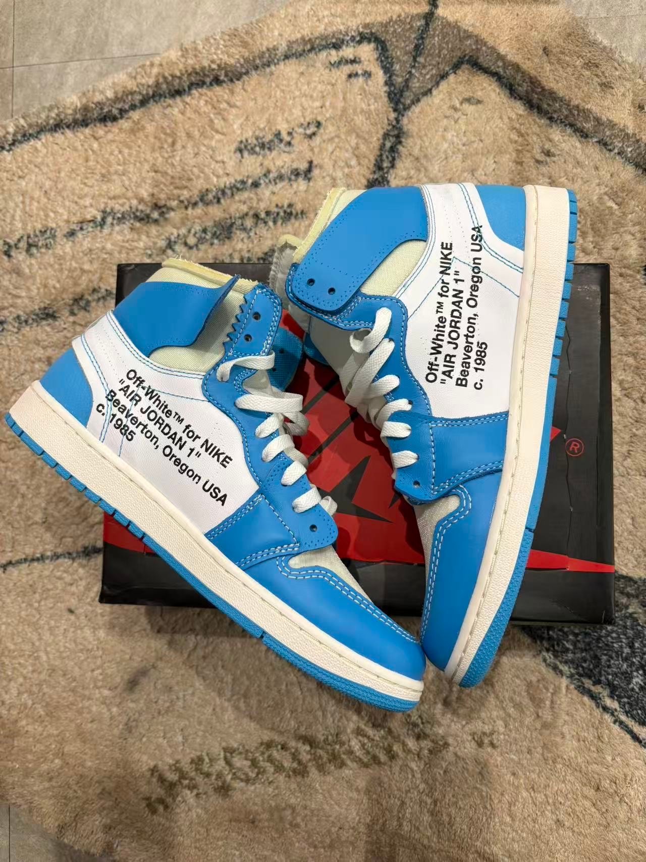 Off-White × Nike Air Jordan 1 High UNC "White/Dark Powder Blue"