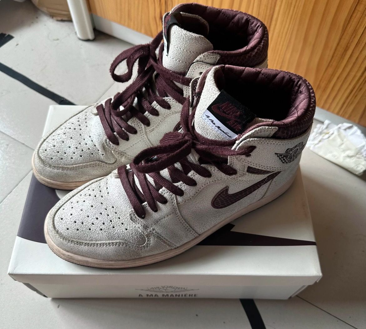A Ma Maniere × Nike Air Jordan 1 Retro High OG "Sail and Burgundy"