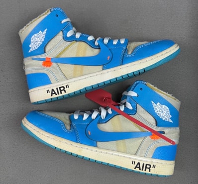 Off-White × Nike Air Jordan 1 High UNC "White/Dark Powder Blue"