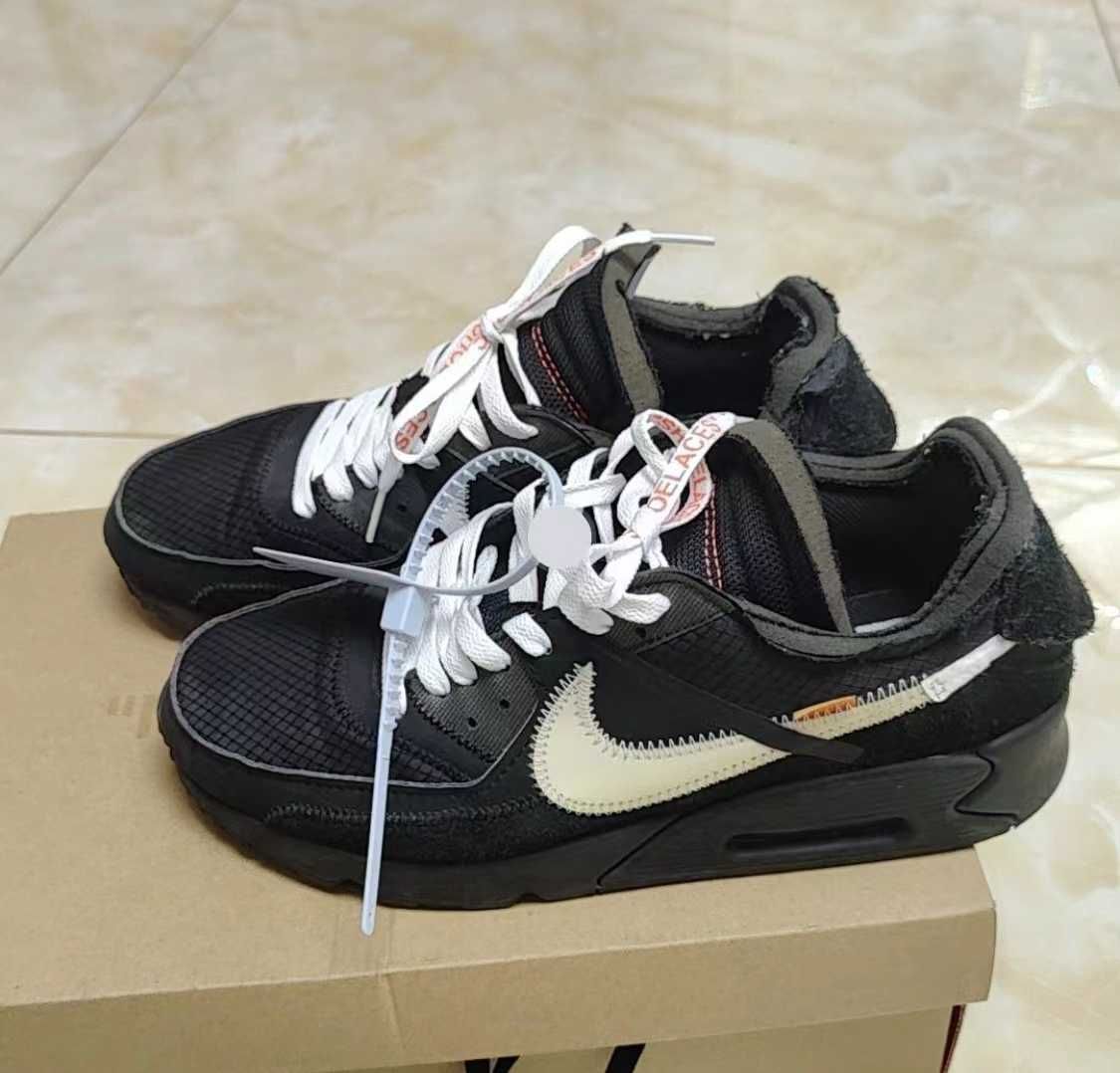 Off-White × Nike Air Max 90 "Black/Black-Cone-White"