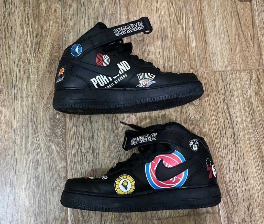 Supreme × NBA × Nike Air Force 1 Mid '07 "Black"