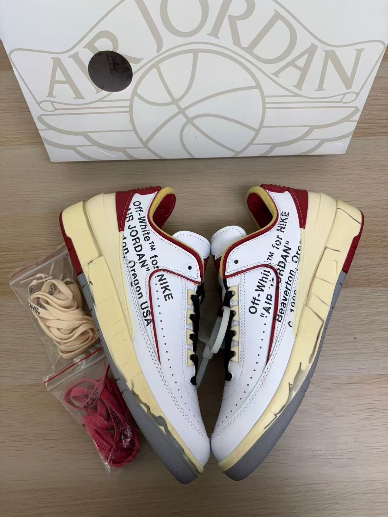 Off-White × Nike Air Jordan 2 Low "White and Varsity Red"