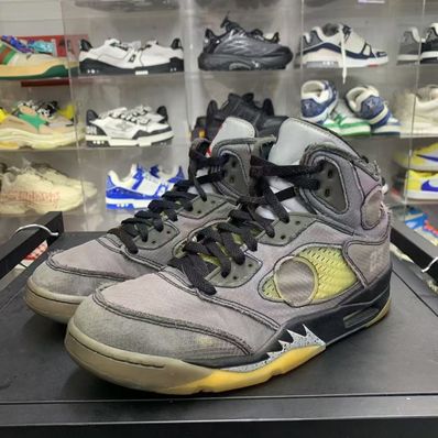 Off-White × Nike Air Jordan 5 "Black/Muslin/Fire Red"