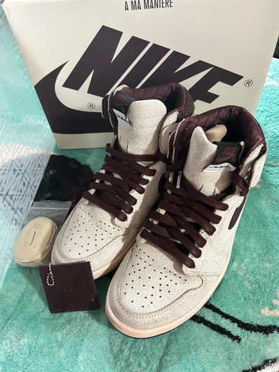 A Ma Maniere × Nike Air Jordan 1 Retro High OG "Sail and Burgundy"