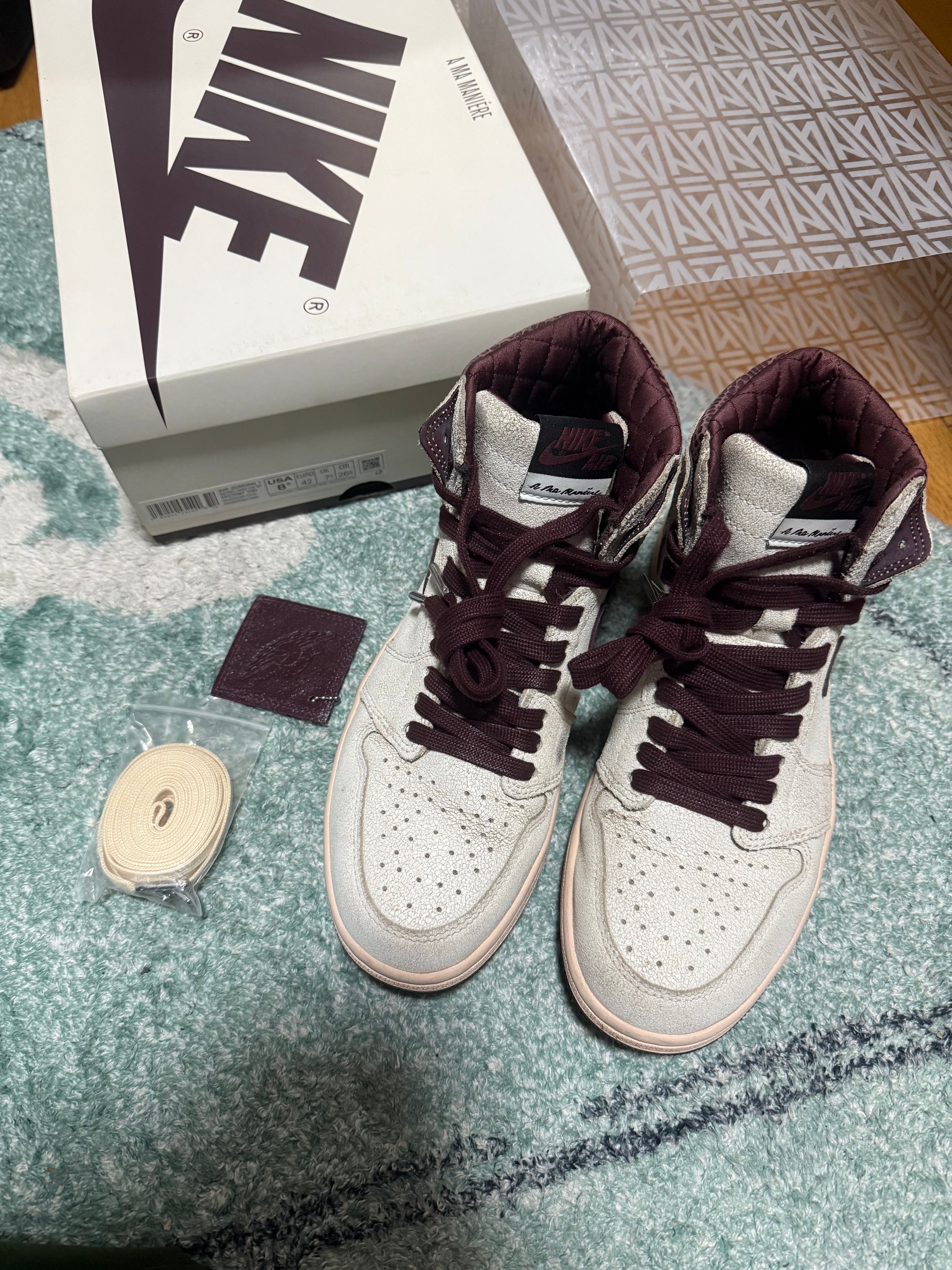 A Ma Maniere × Nike Air Jordan 1 Retro High OG "Sail and Burgundy"
