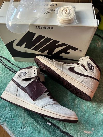 A Ma Maniere × Nike Air Jordan 1 Retro High OG "Sail and Burgundy"