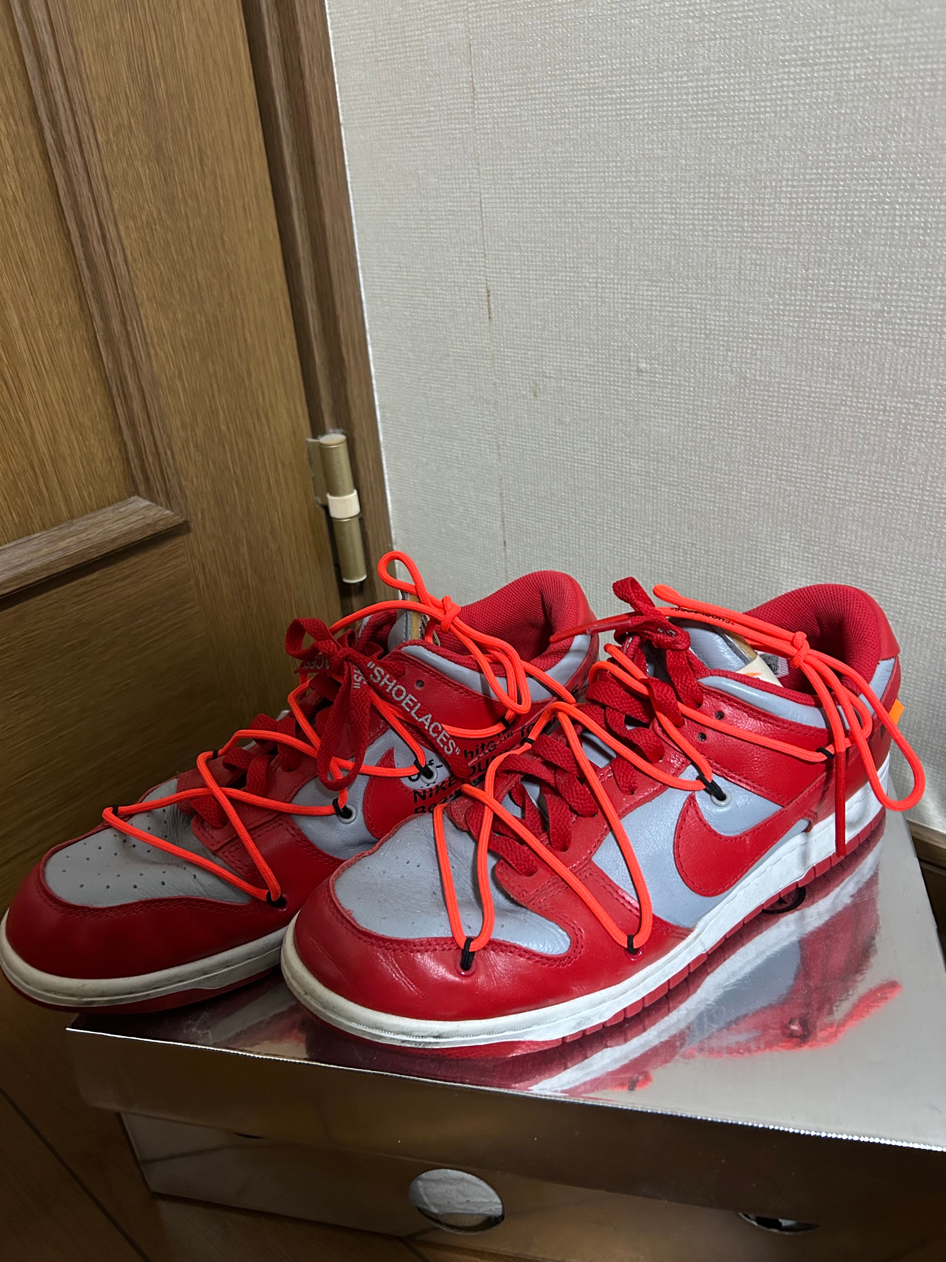 Off-White × Nike Dunk Low "University Red/Wolf Grey"