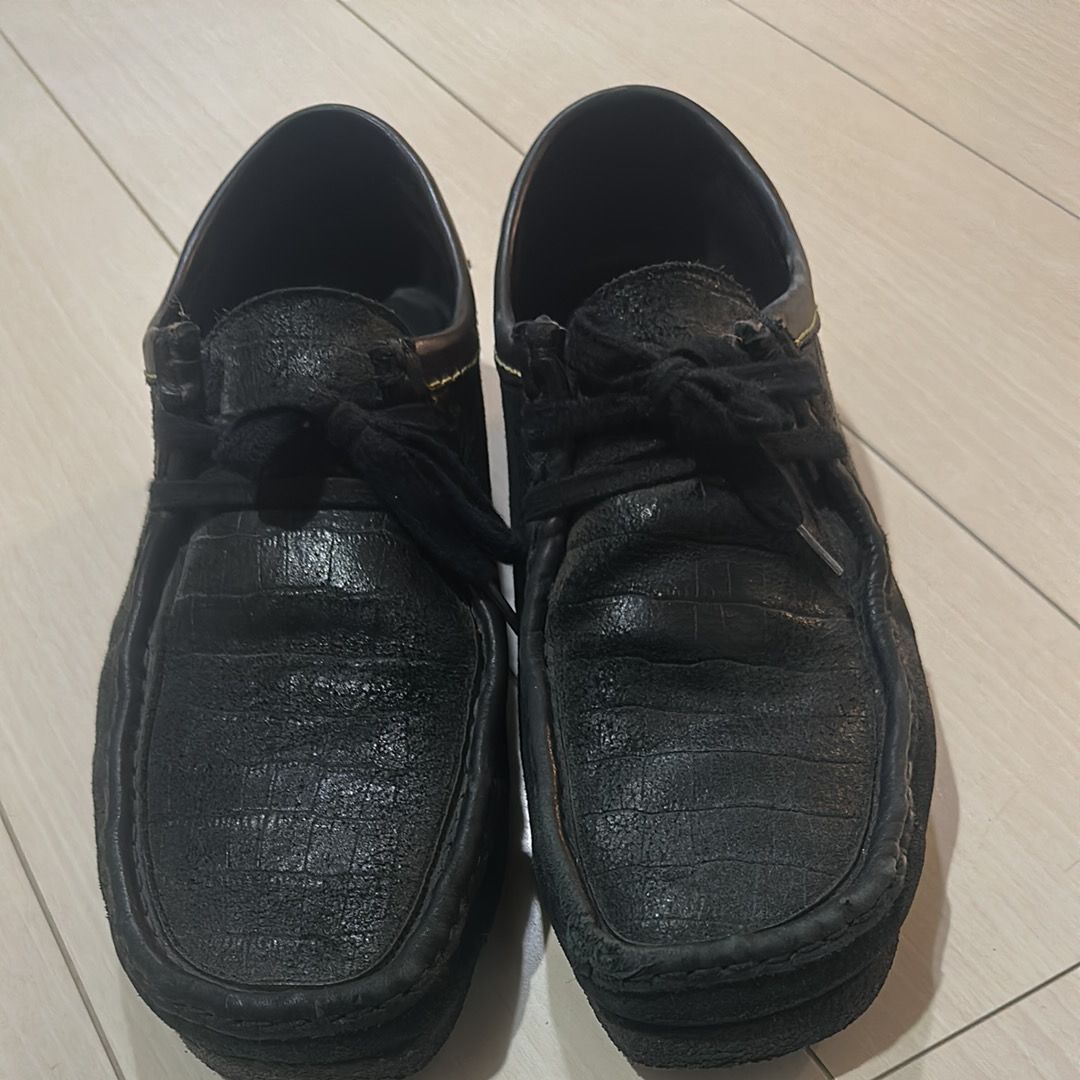 WACKO MARIA × Clarks Wallabee Crocodile Embossed Leather "Black"