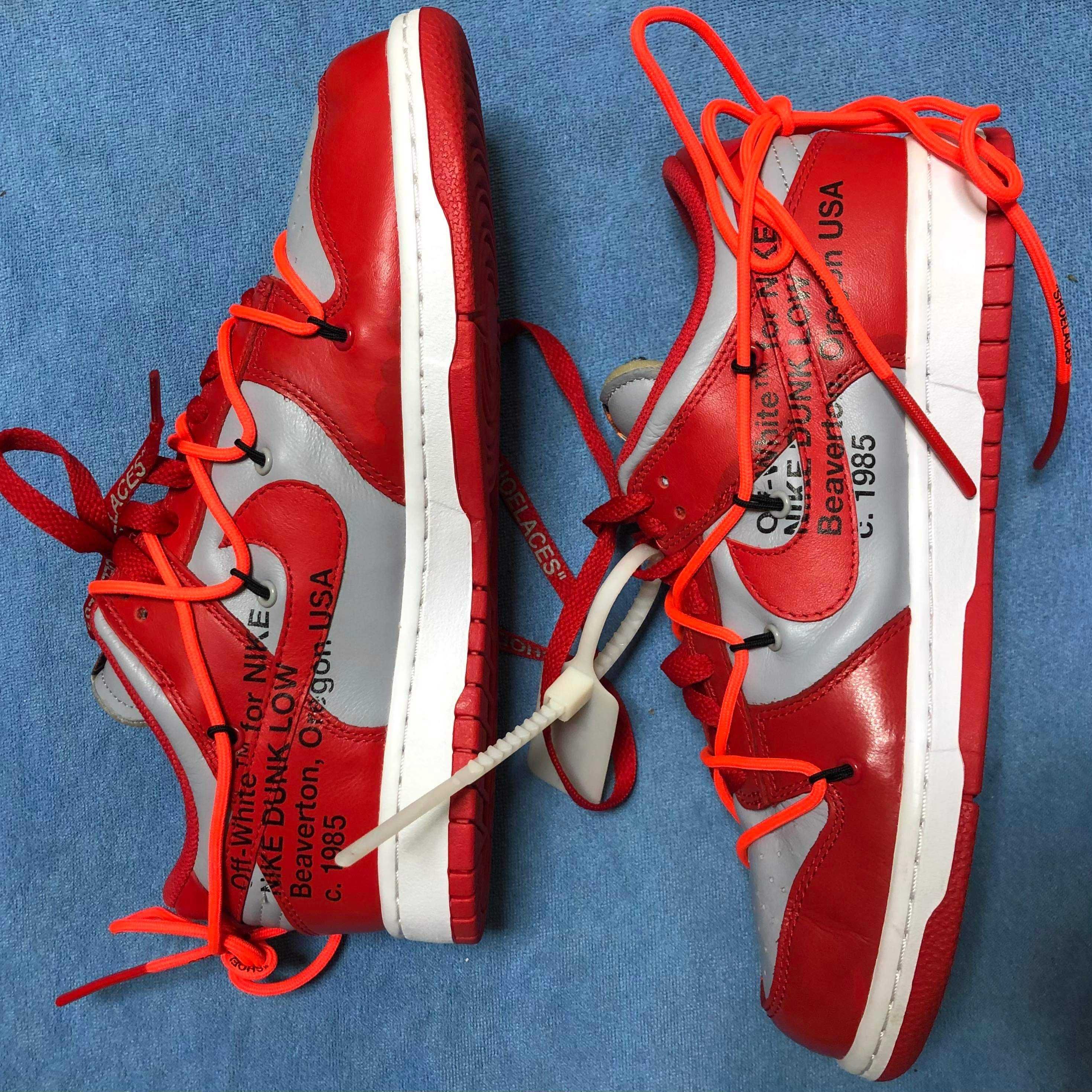 Off-White × Nike Dunk Low "University Red/Wolf Grey"