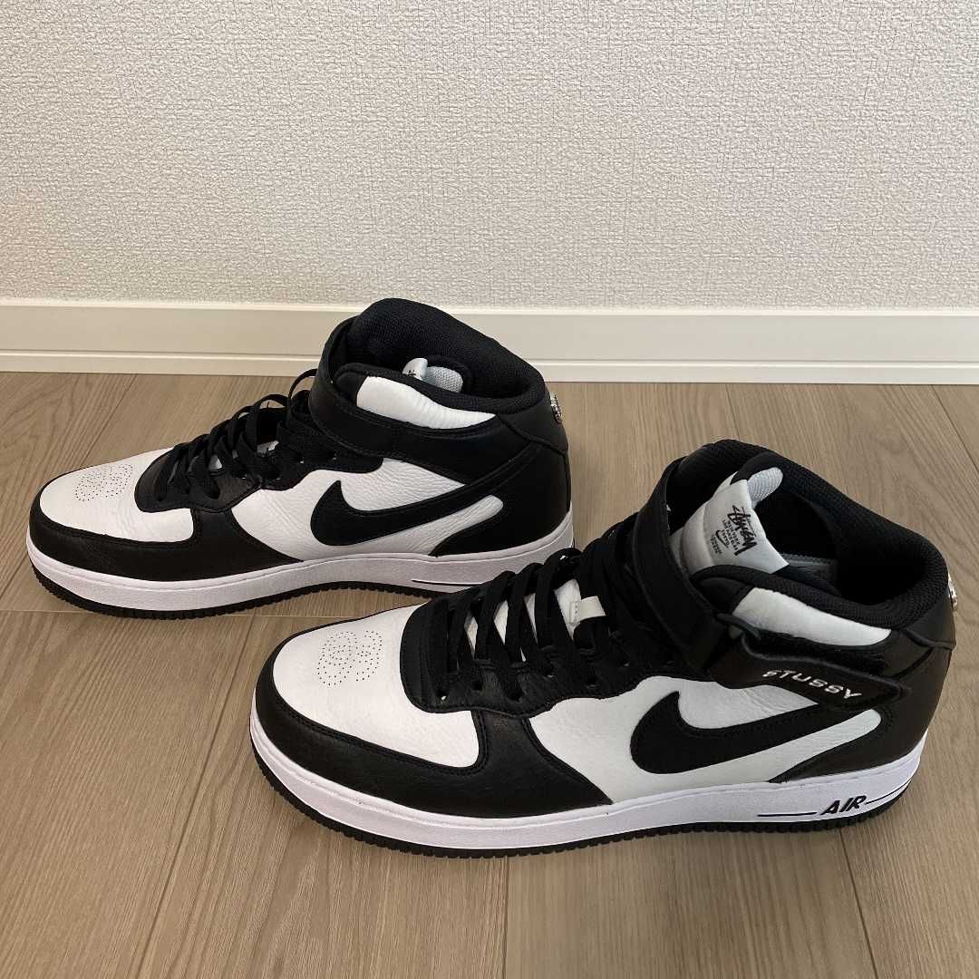 Stussy × Nike Air Force 1 Mid "Black and Light Bone"