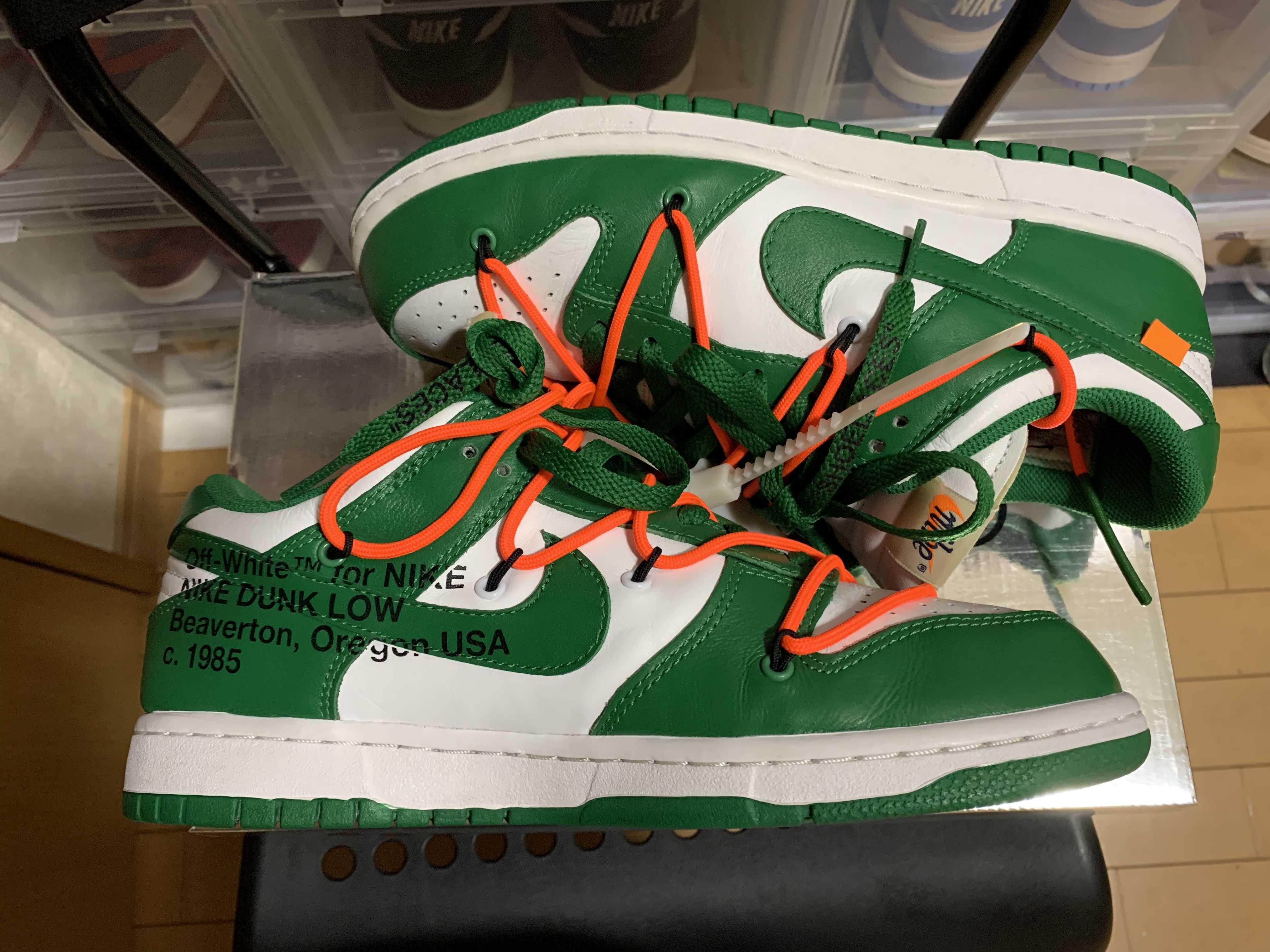 Off-White × Nike Dunk Low "White/Pine Green"