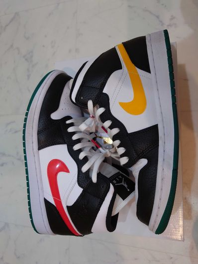 Nike Women's Air Jordan 1 Mid "White/Red/Yellow"