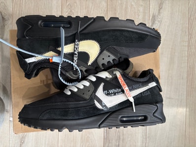 Off-White × Nike Air Max 90 "Black/Black-Cone-White"