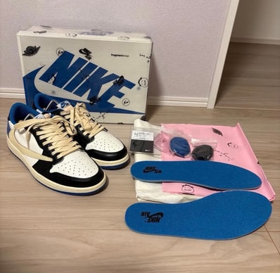 Travis Scott × fragment design × Nike Air Jordan 1 Low OG SP "Military Blue"