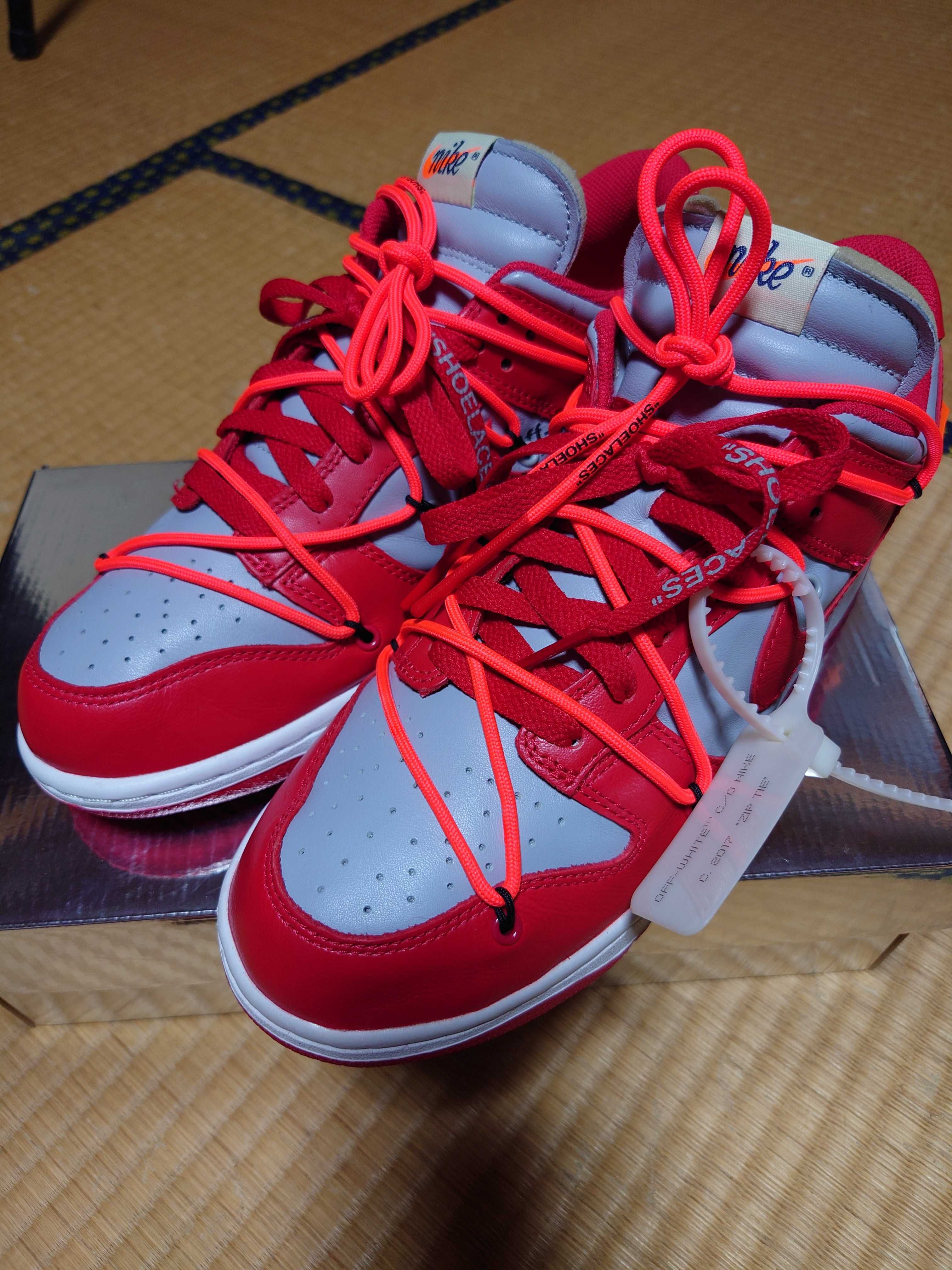 Off-White × Nike Dunk Low "University Red/Wolf Grey"