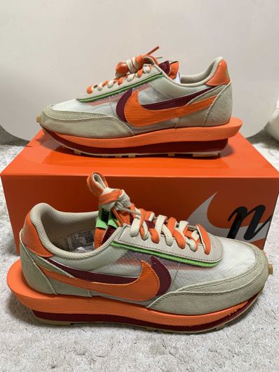 CLOT × Sacai × Nike LD Waffle "Orange Blaze"