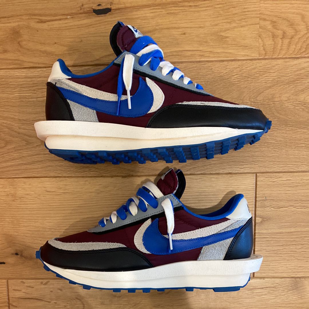 UNDERCOVER × sacai × Nike LD Waffle "Night Maroon/Pale Ivory-Ground Grey-Team Royal"