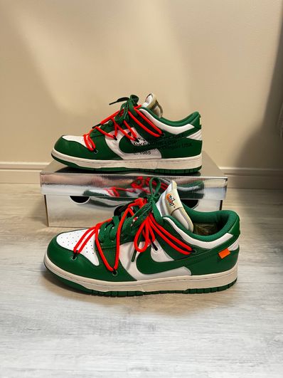 Off-White × Nike Dunk Low "White/Pine Green"