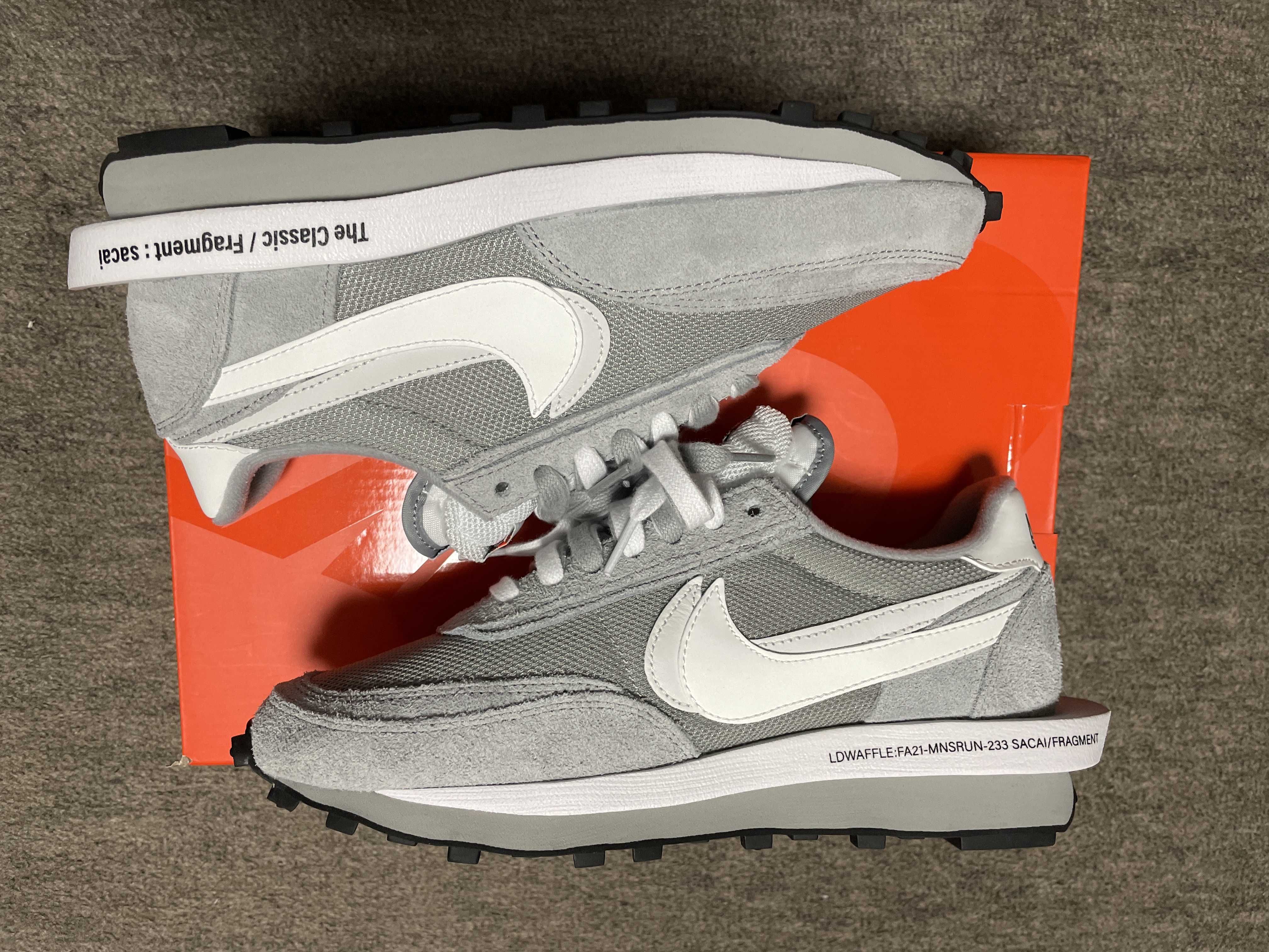 fragment design × sacai × Nike LD Waffle "Light Smoke Grey"