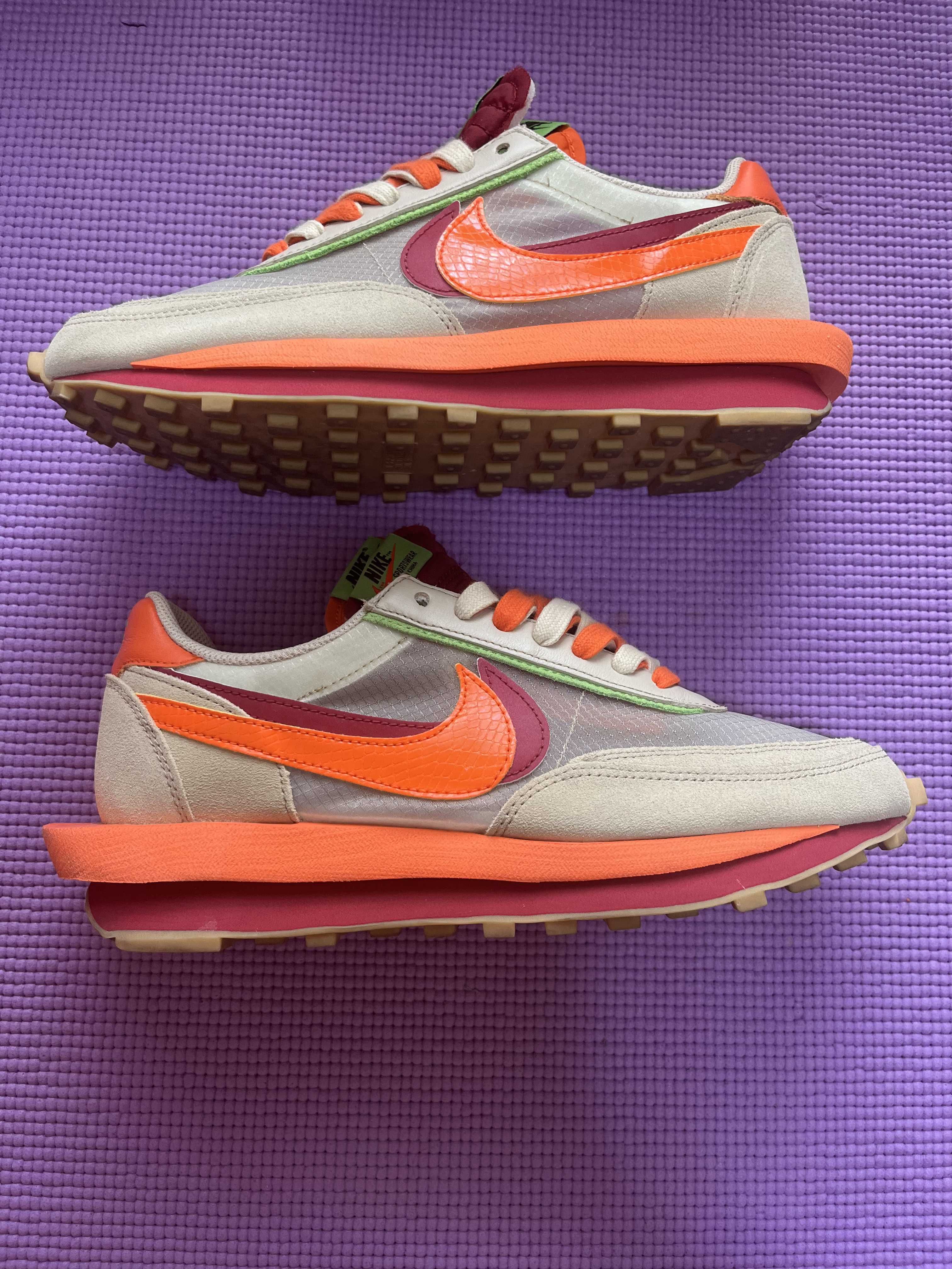 CLOT × Sacai × Nike LD Waffle "Orange Blaze"