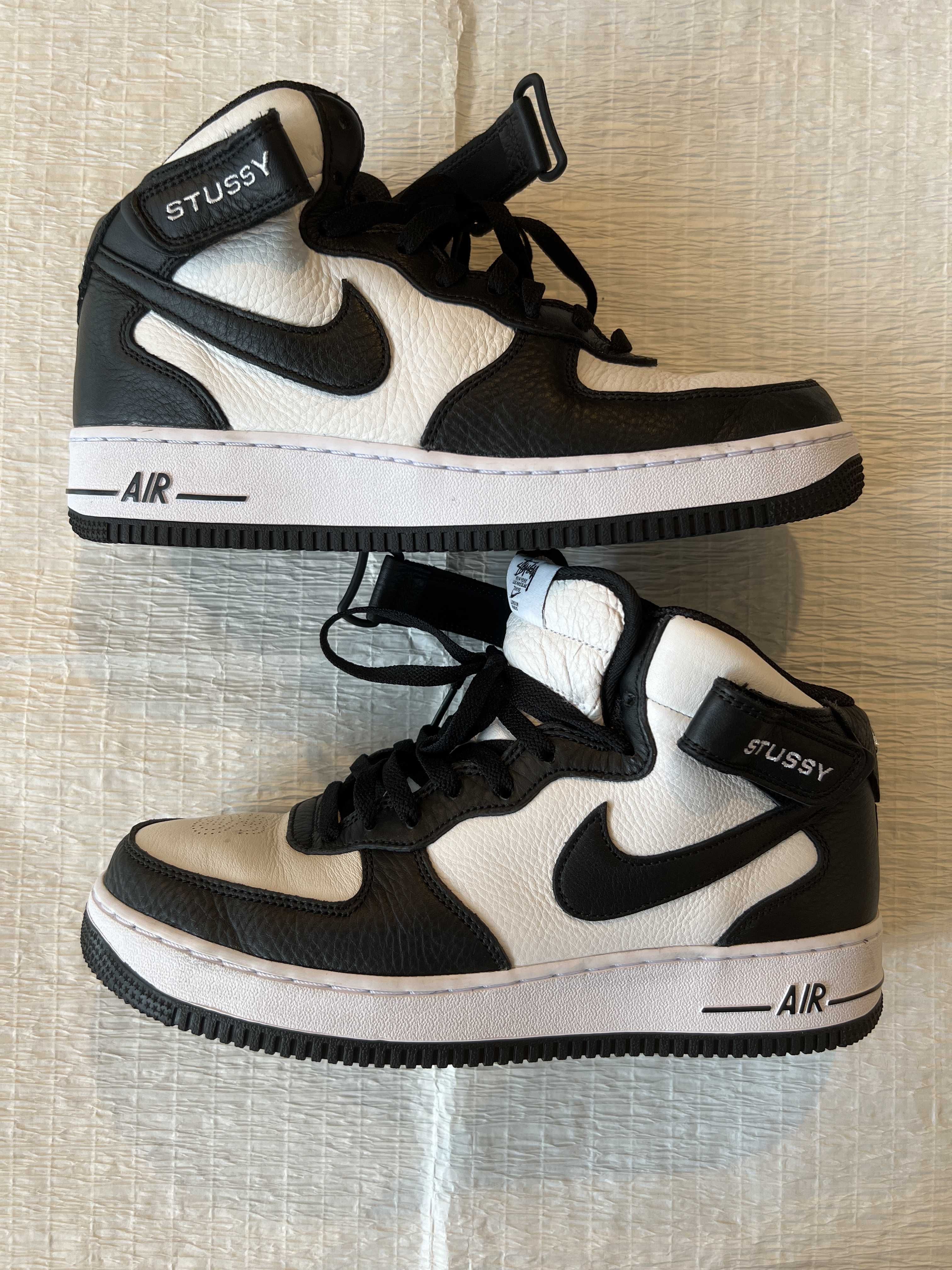 Stussy × Nike Air Force 1 Mid "Black and Light Bone"