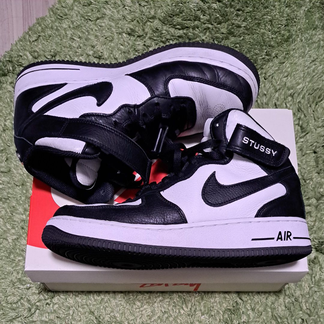 Stussy × Nike Air Force 1 Mid "Black and Light Bone"