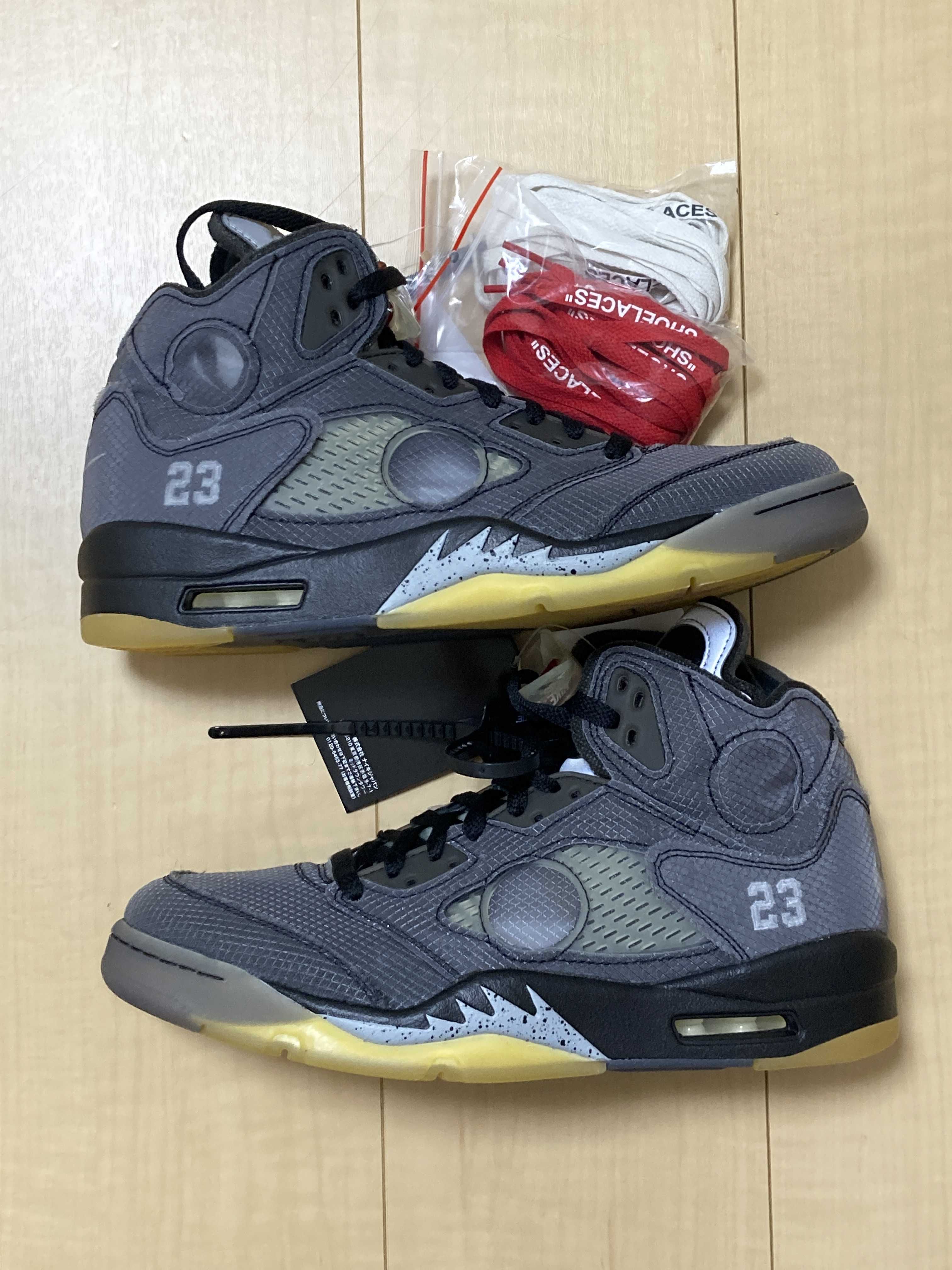Off-White × Nike Air Jordan 5 "Black/Muslin/Fire Red"