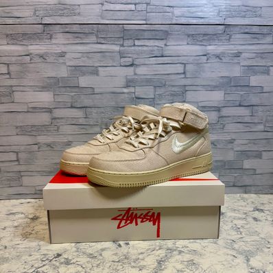 Stussy × Nike Air Force 1 Mid "Fossil Stone"