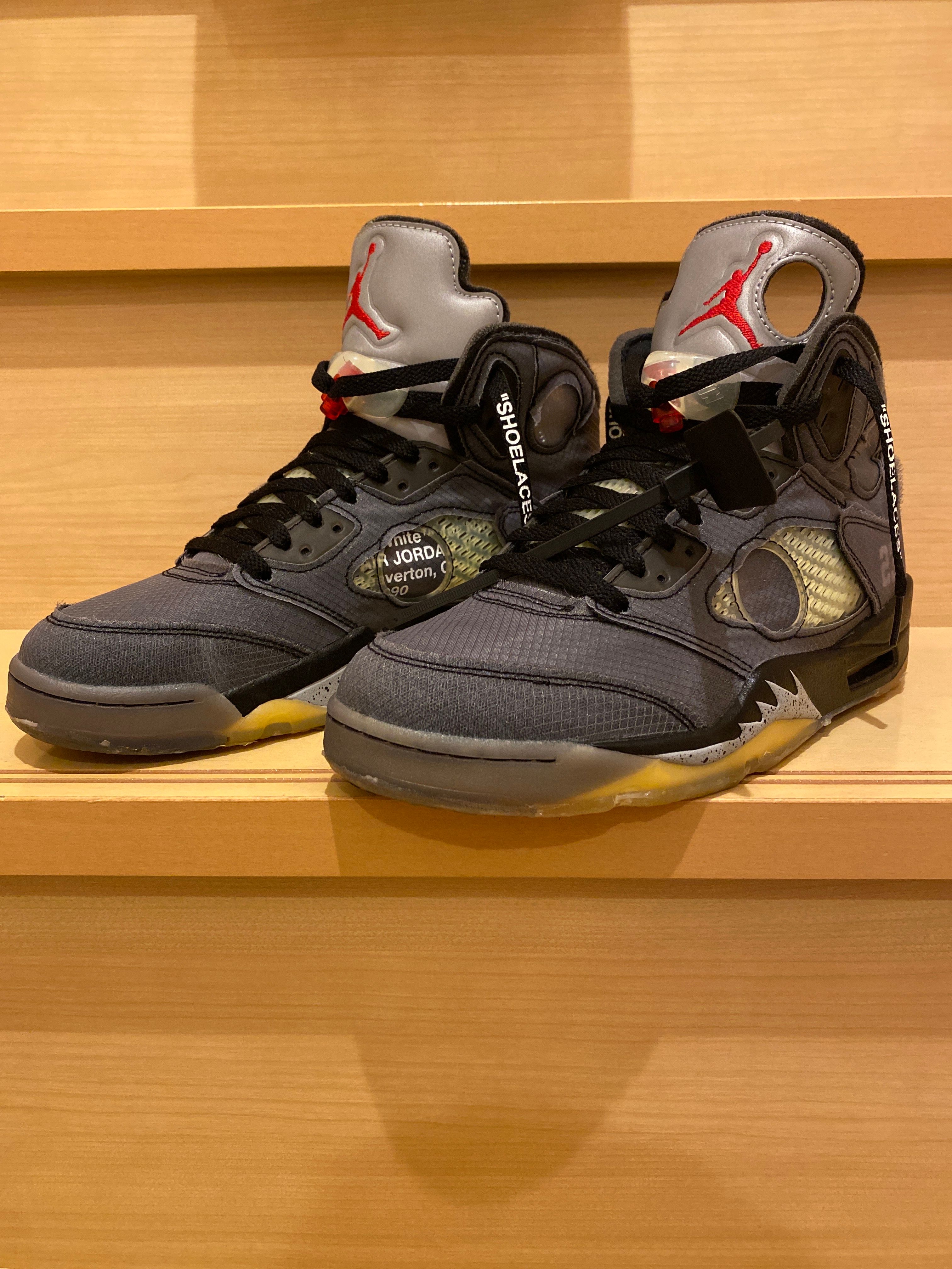 Off-White × Nike Air Jordan 5 "Black/Muslin/Fire Red"