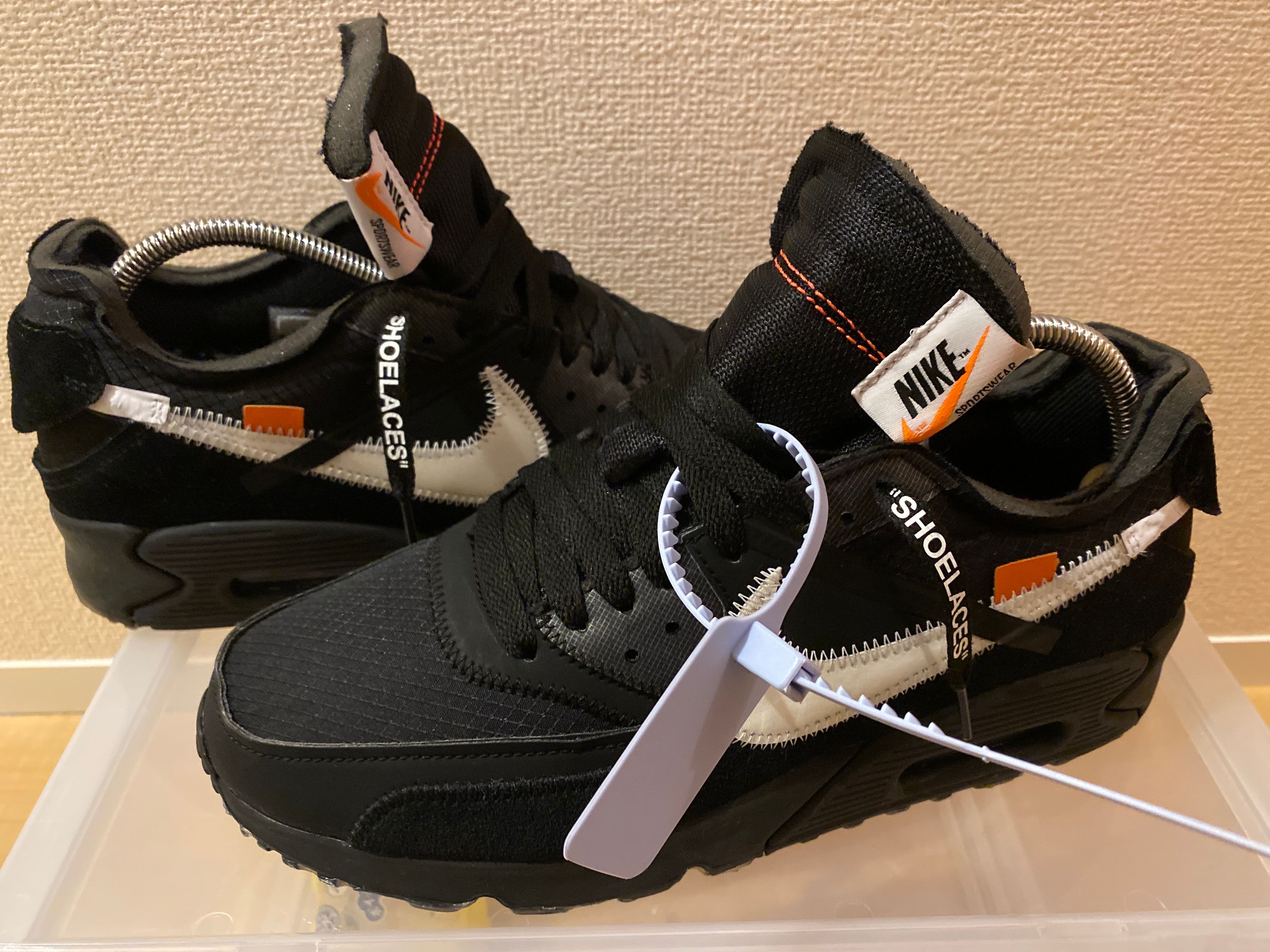 Off-White × Nike Air Max 90 "Black/Black-Cone-White"