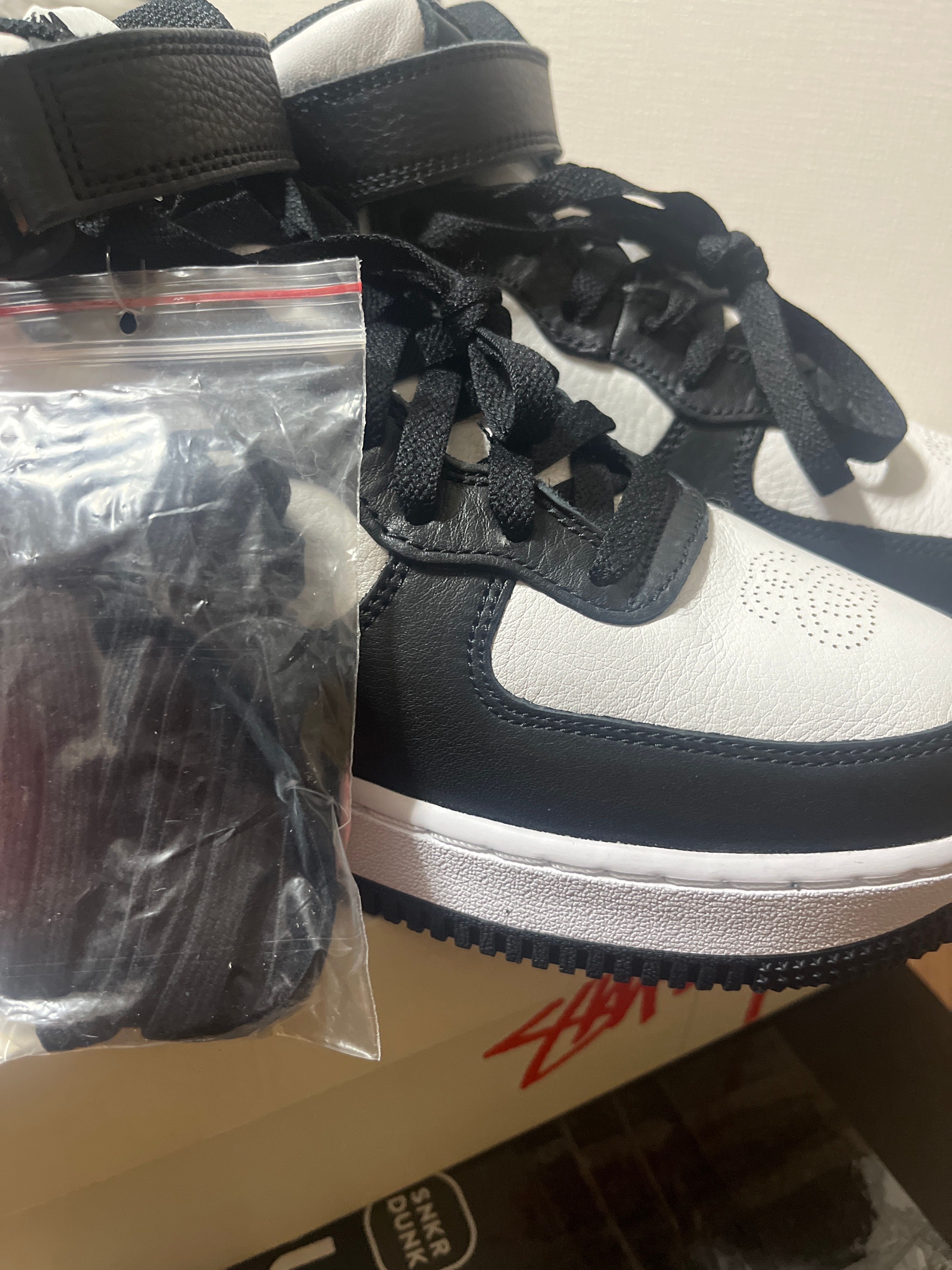 Stussy × Nike Air Force 1 Mid "Black and Light Bone"