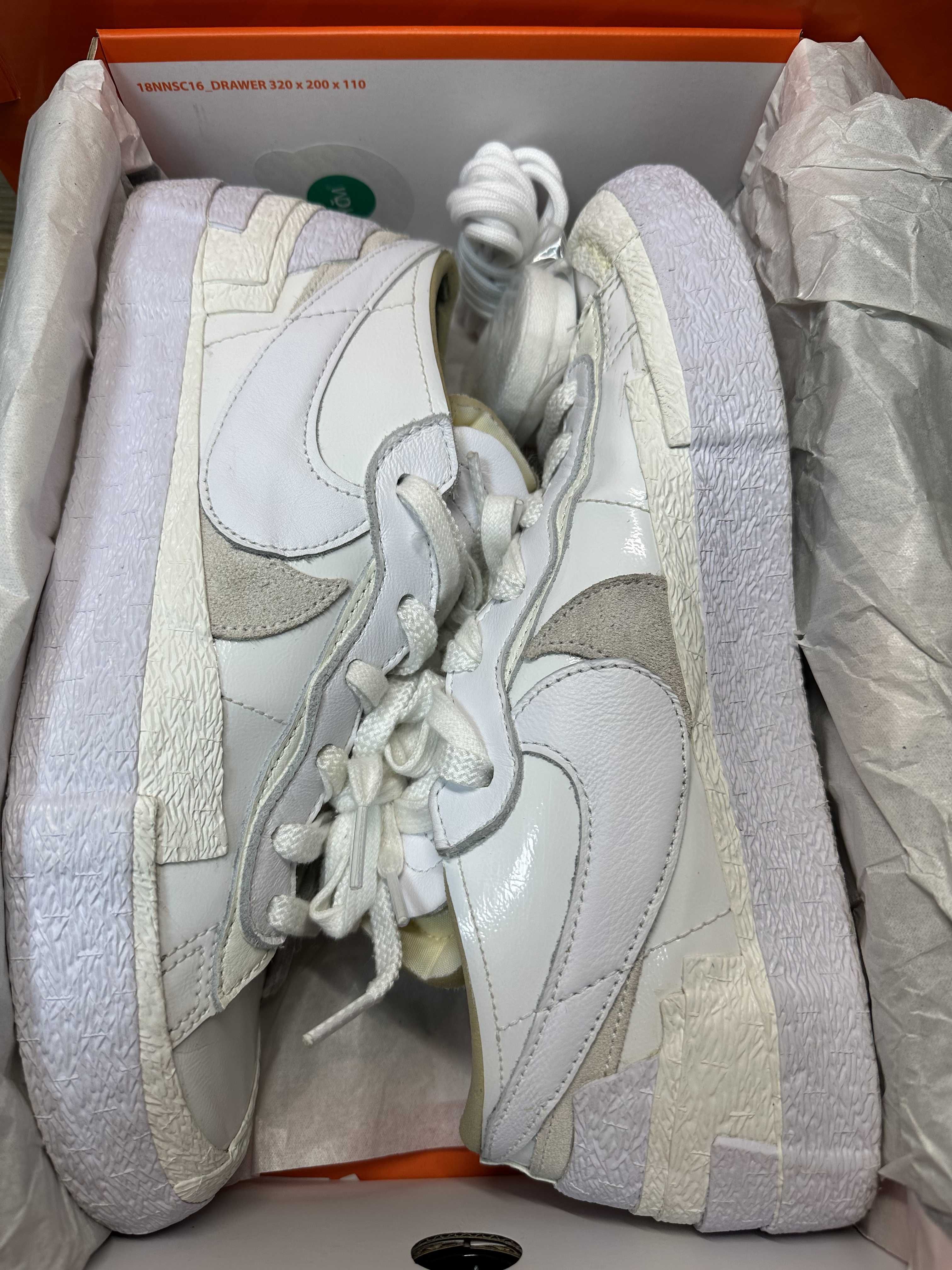 sacai × Nike Blazer Low "White Patent Leather"