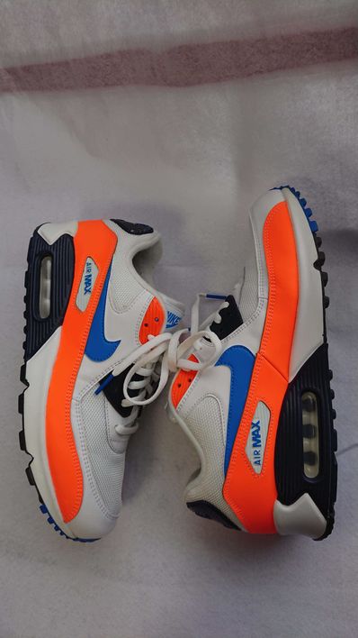 NIKE AIR MAX 90 WHITE PHOTO BLUE TOTAL ORANGE
