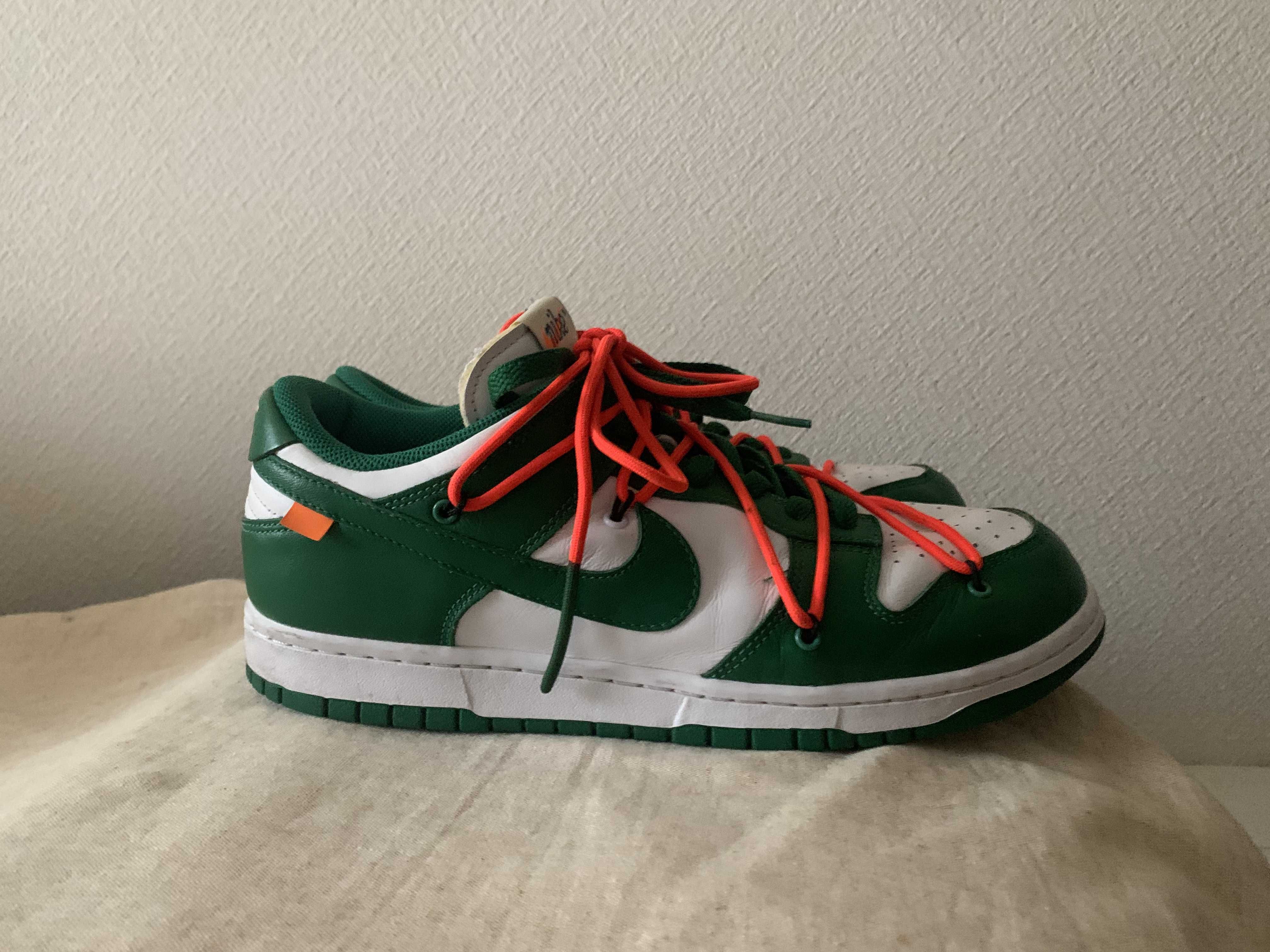 Off-White × Nike Dunk Low "White/Pine Green"