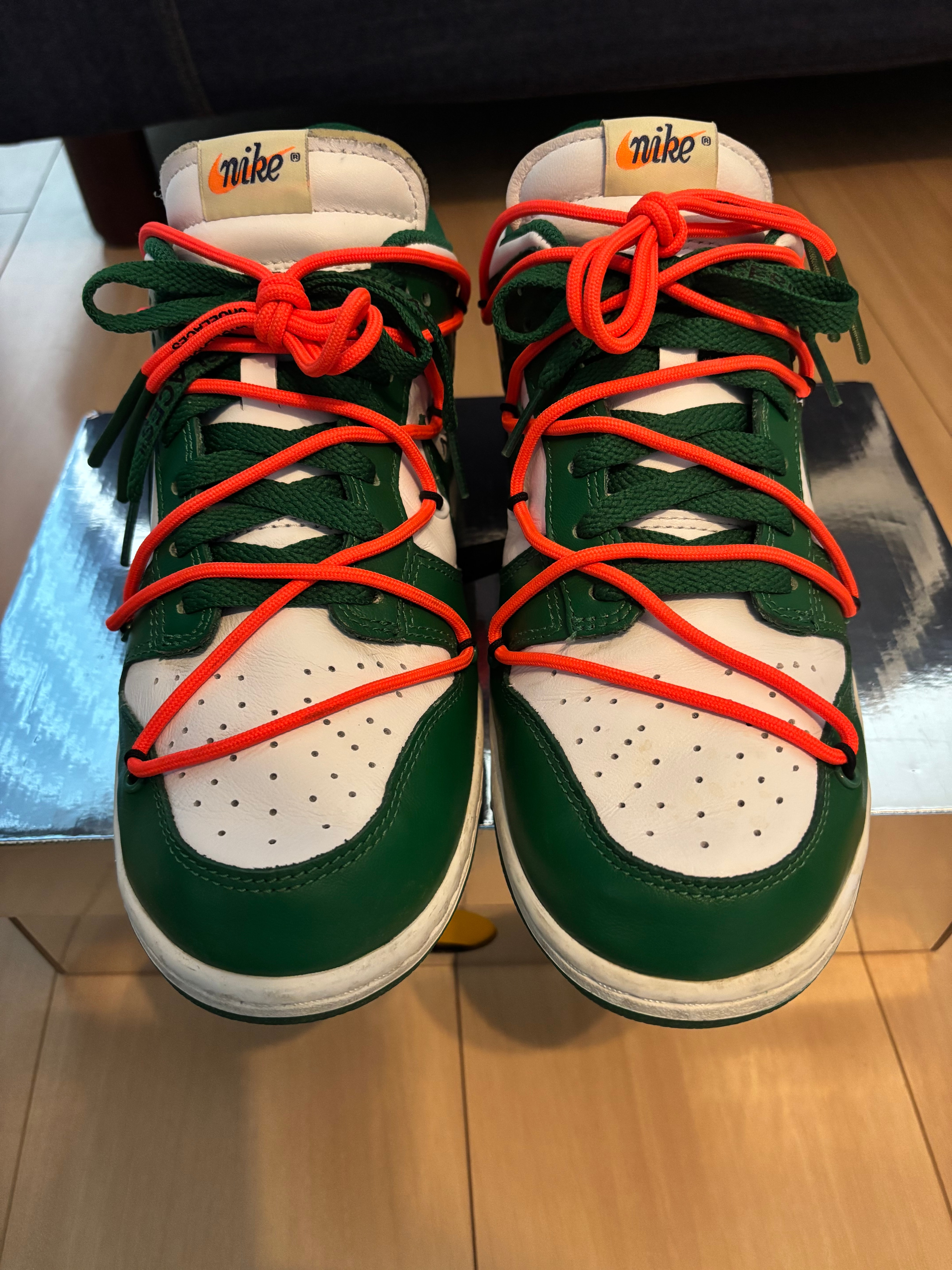 Off-White × Nike Dunk Low "White/Pine Green"