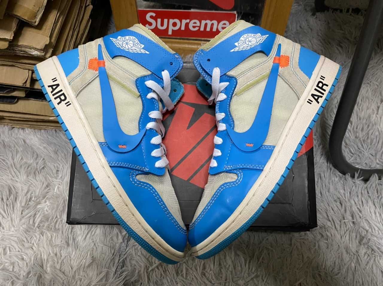 Off-White × Nike Air Jordan 1 High UNC "White/Dark Powder Blue"