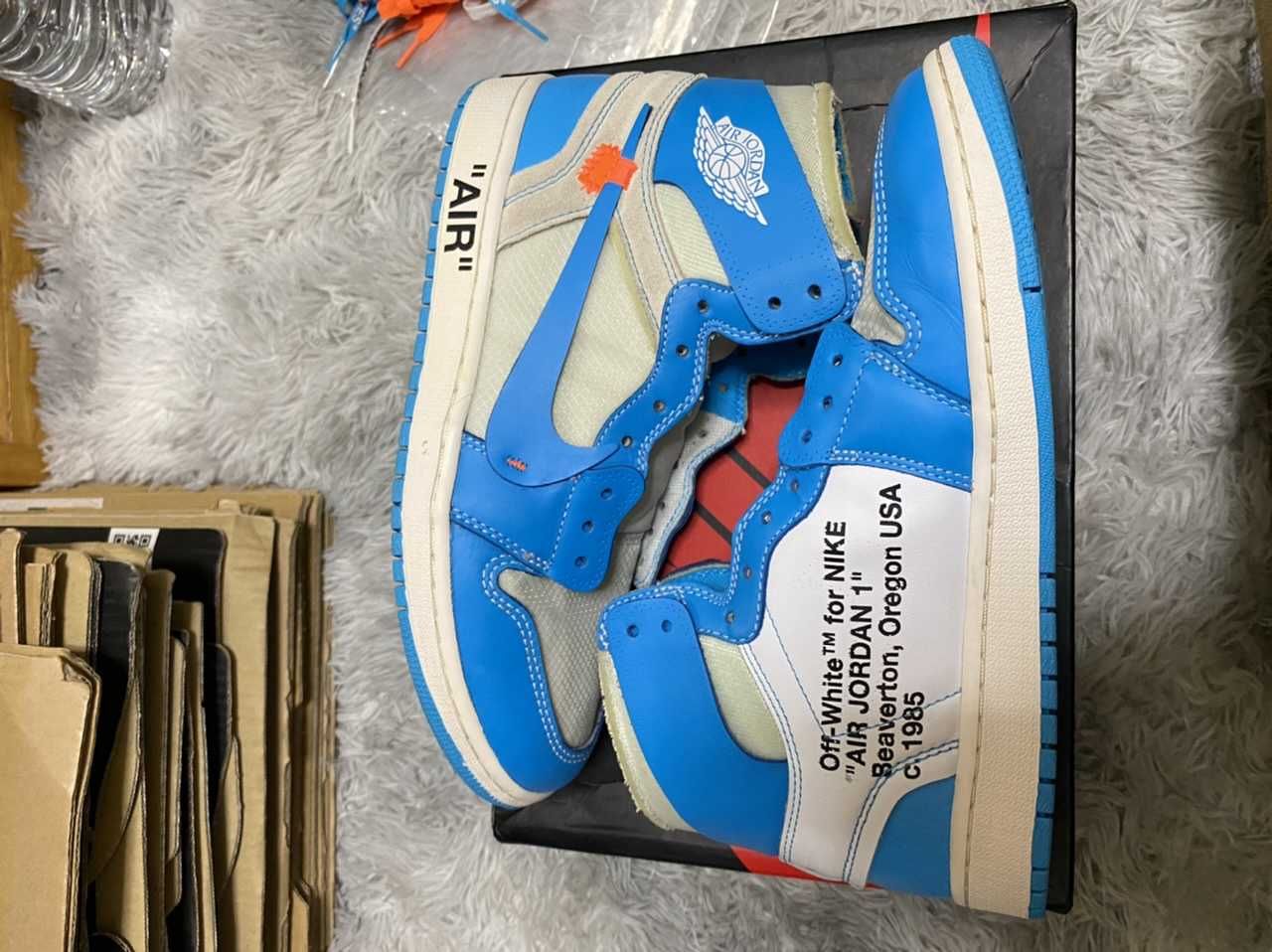 Off-White × Nike Air Jordan 1 High UNC "White/Dark Powder Blue"