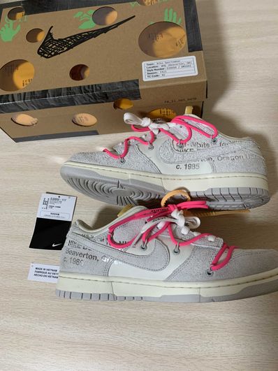 Off-White × Nike Dunk Low "Sail/Neutral Gray/Hyper Pink"