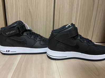 Stussy × Nike Air Force 1 Mid "Black/Black"